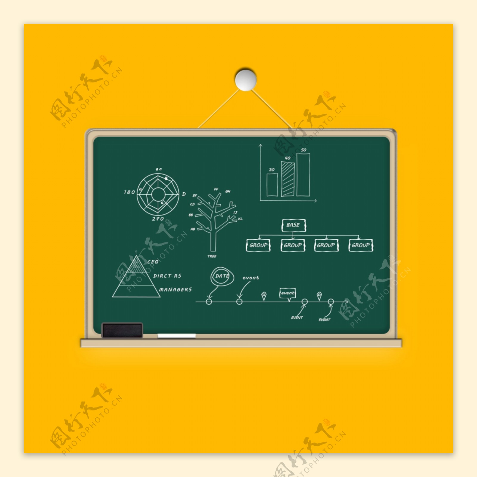 黑板教学矢量图平面设计电商淘宝海报背景