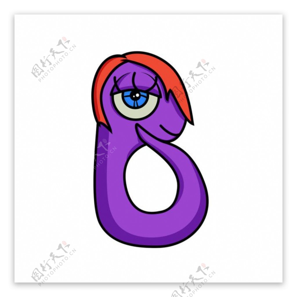紫色蛇动物字母B图片
