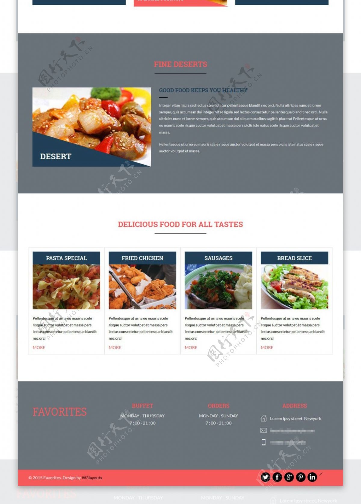美食餐厅响应式网站模板