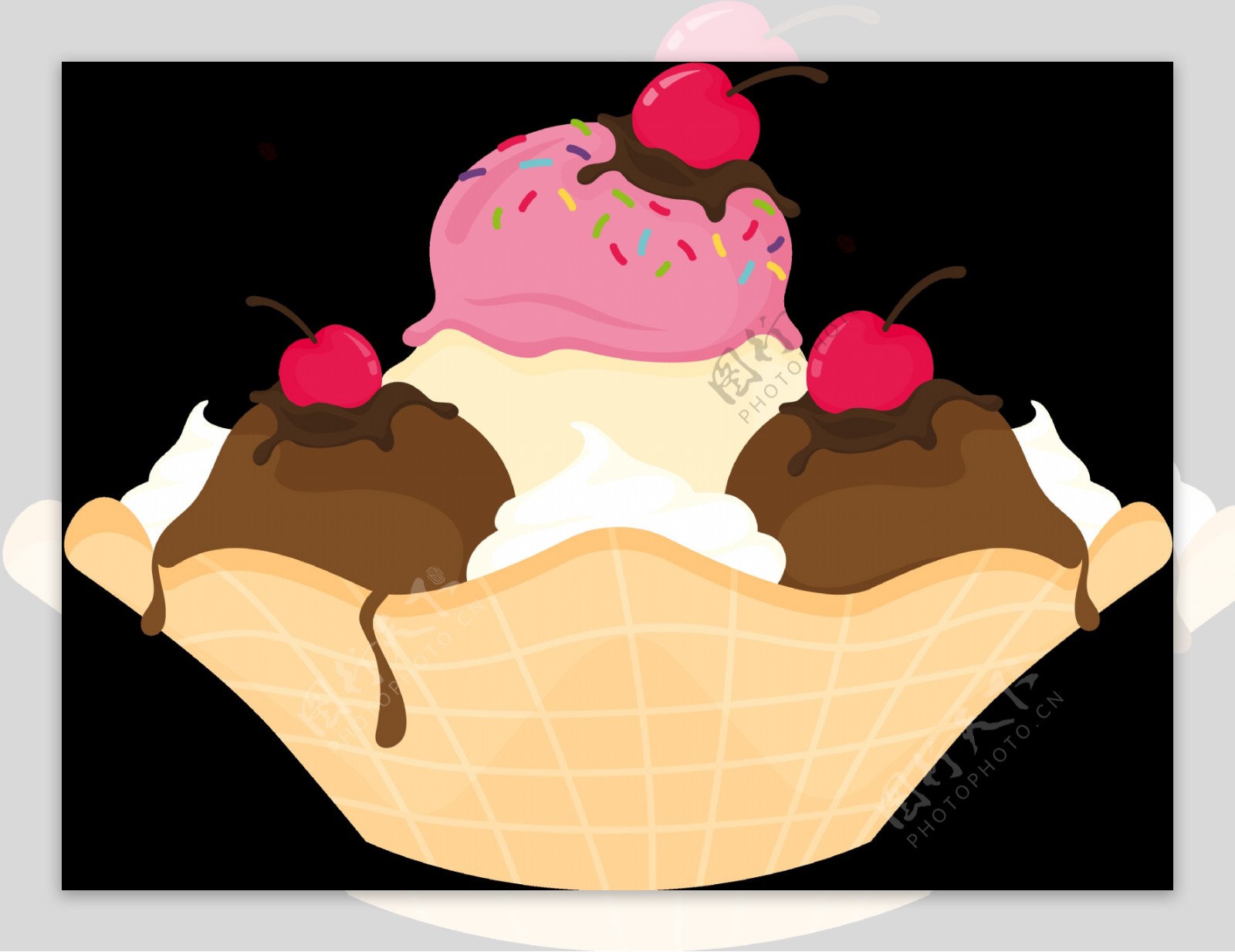 手绘彩色冰淇淋插画免抠png透明图层素材
