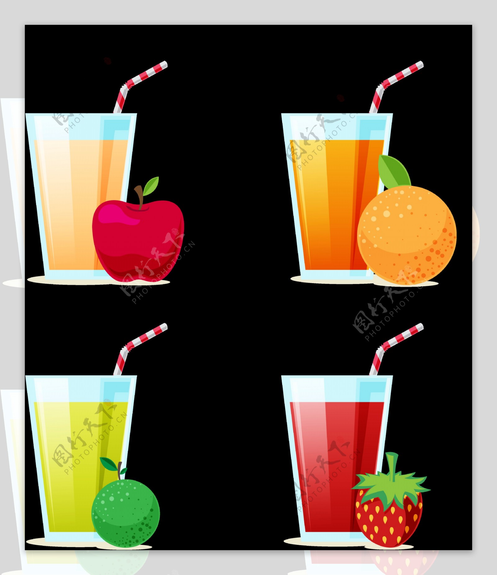 扁平风格果汁插画图标免抠png透明素材
