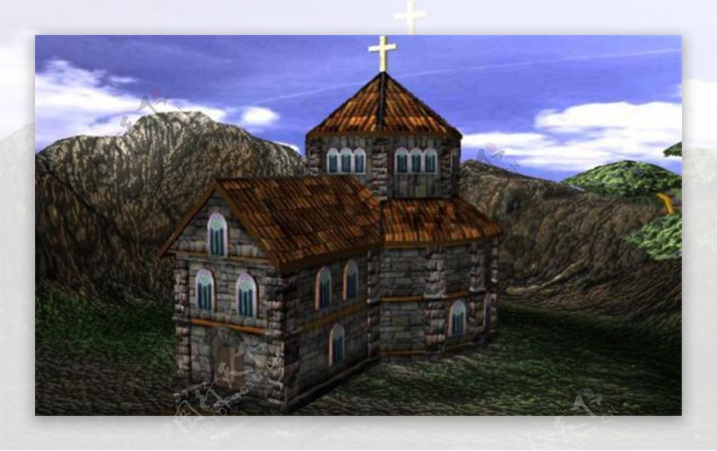 教堂装饰房子游戏模型