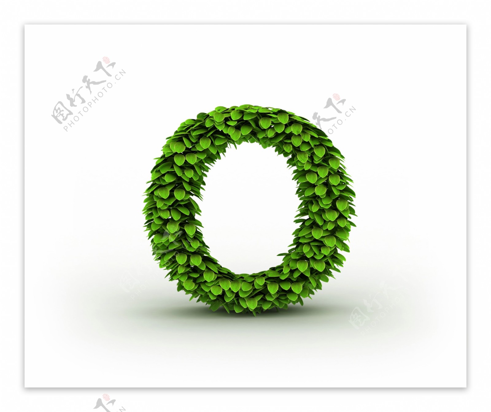 绿叶立体字母O图片