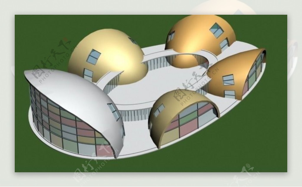 半个鸡蛋造型学校幼儿园3D模型图