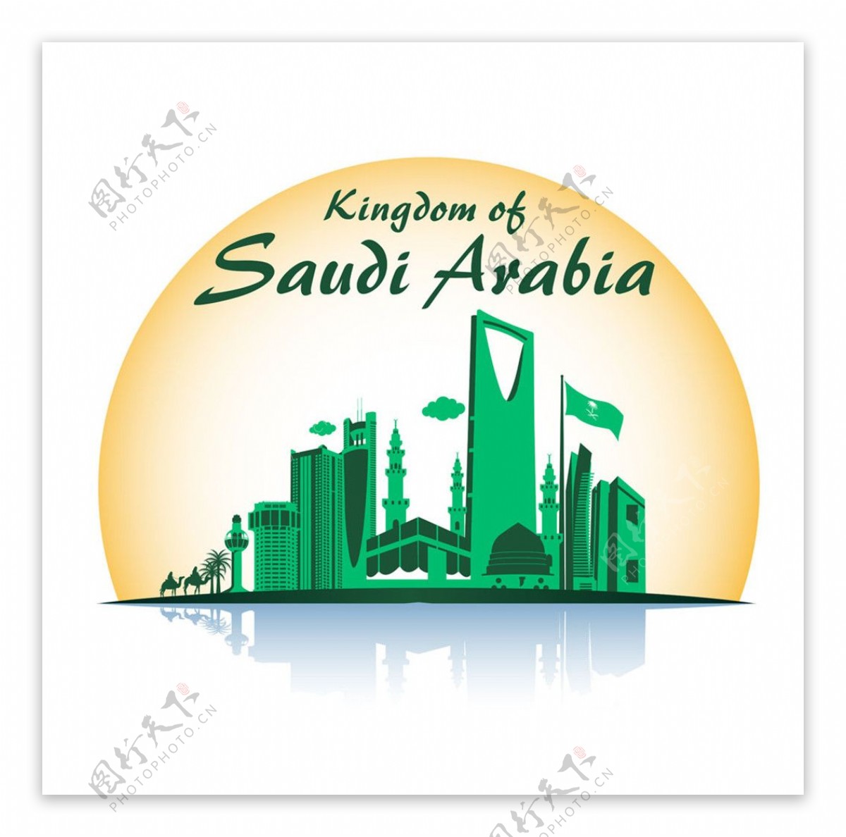 黄色圆形的绿色沙特阿拉伯王国图片