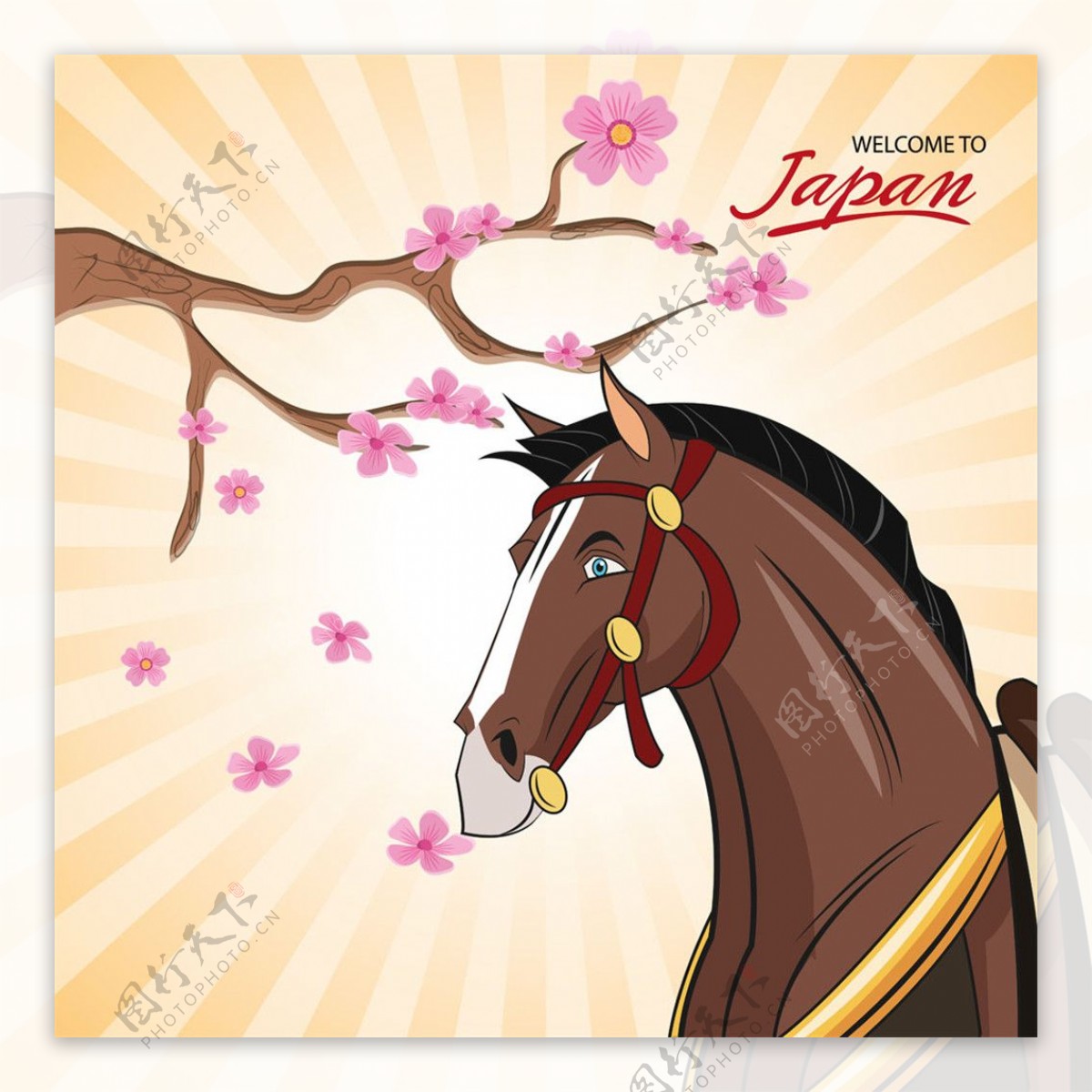 卡通日本樱花设计图片