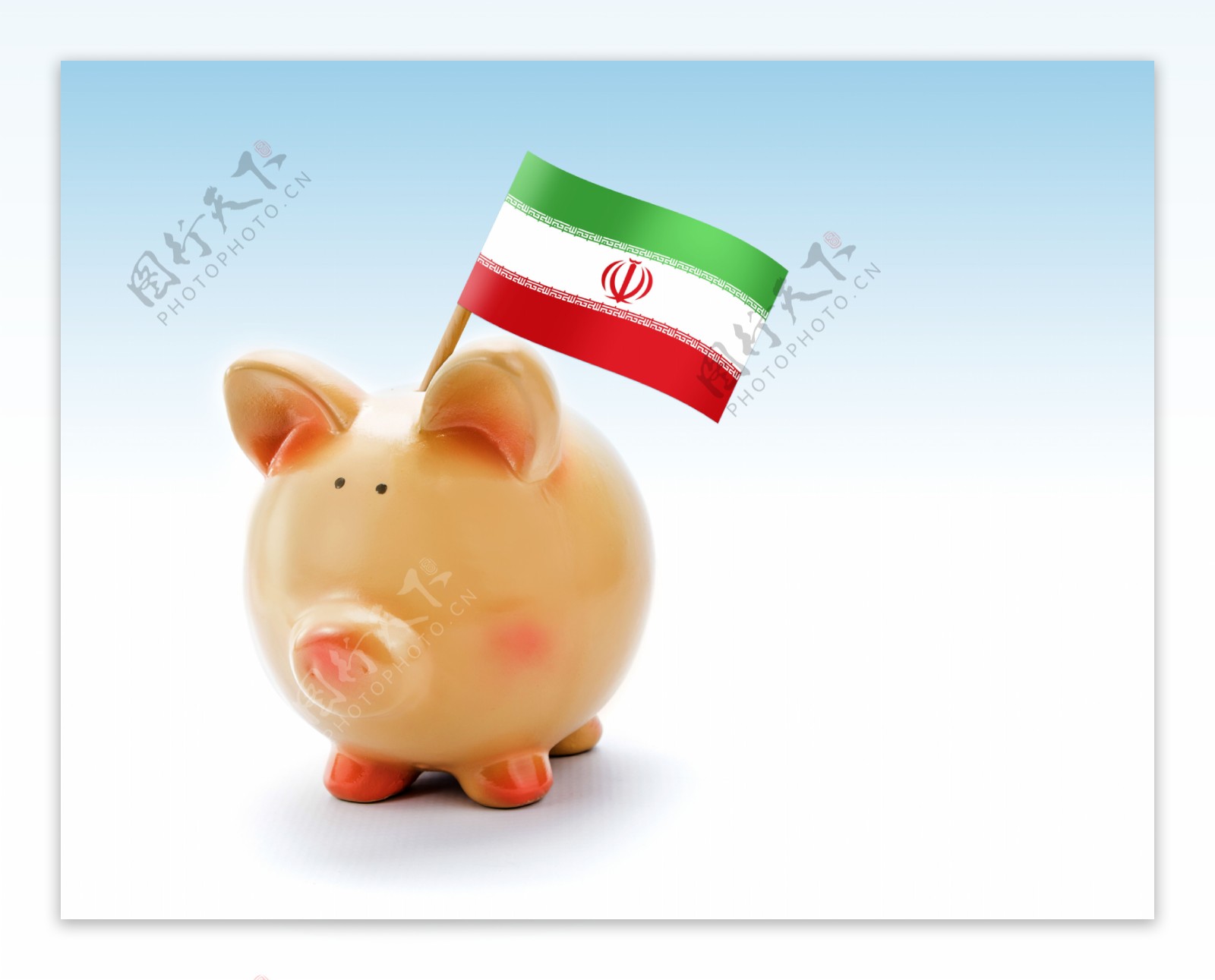 伊朗国旗与存钱罐图片