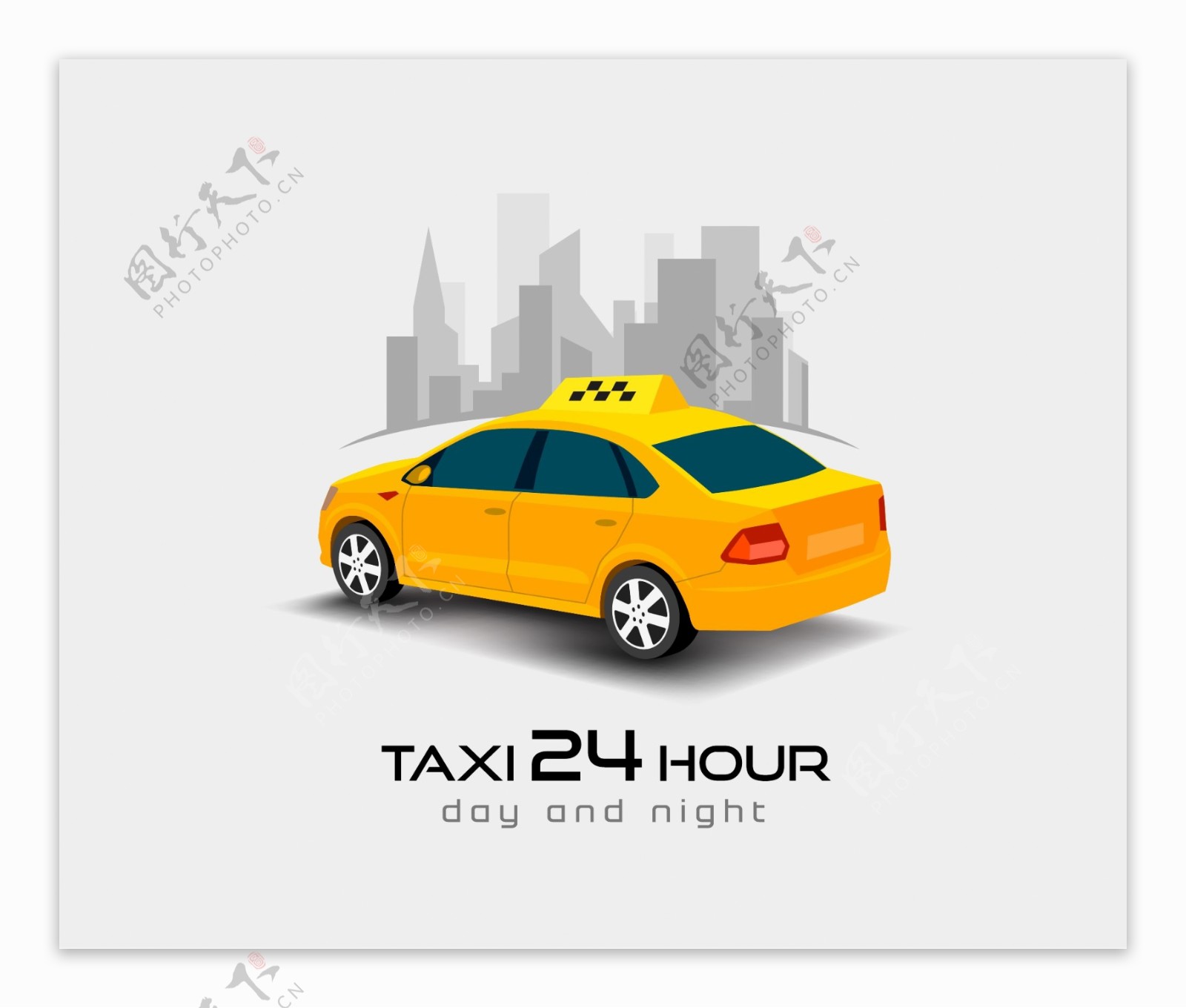 24小时出租车服务海报设计矢量素材