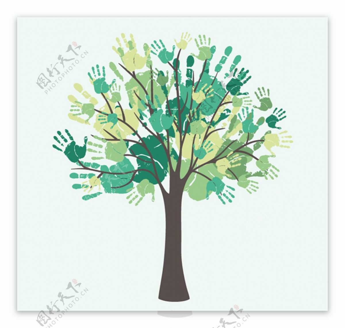 创意绿色手印大树