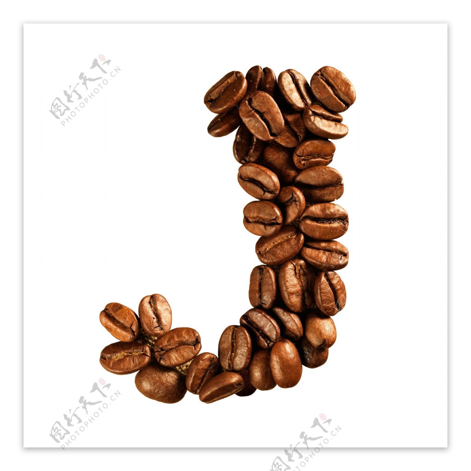 咖啡豆组成的字母J图片