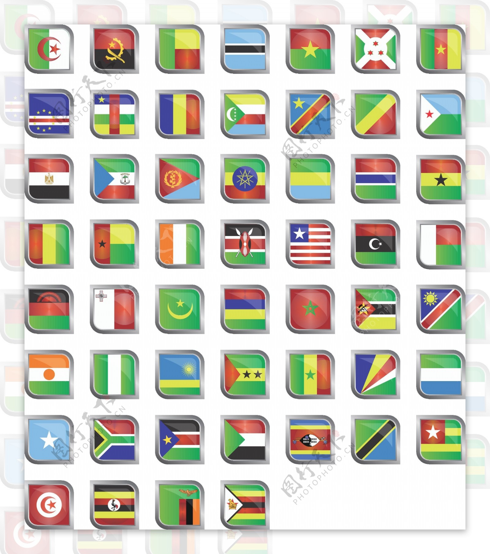 非洲国旗图标集合