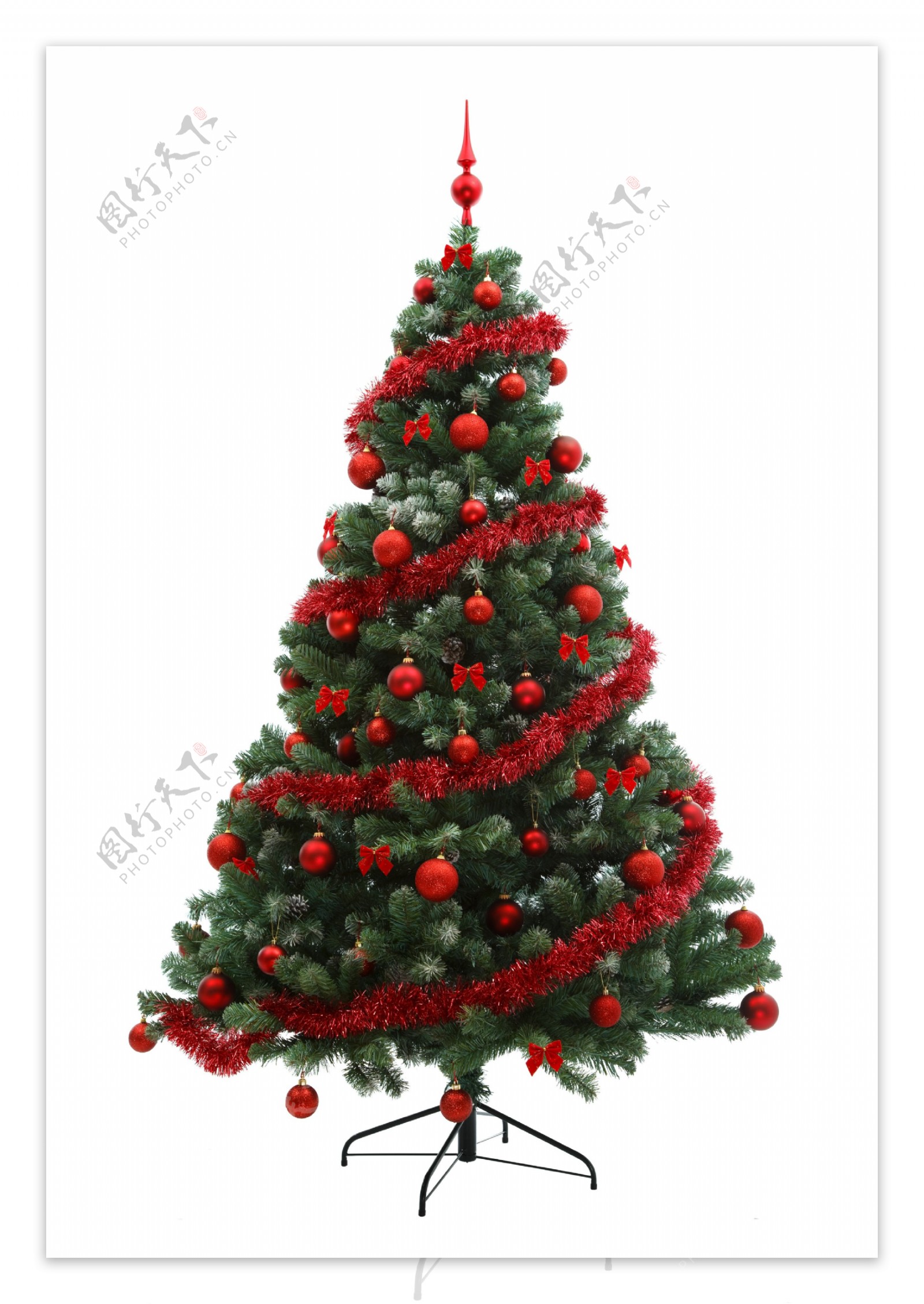 圣诞树上的红色装饰图片