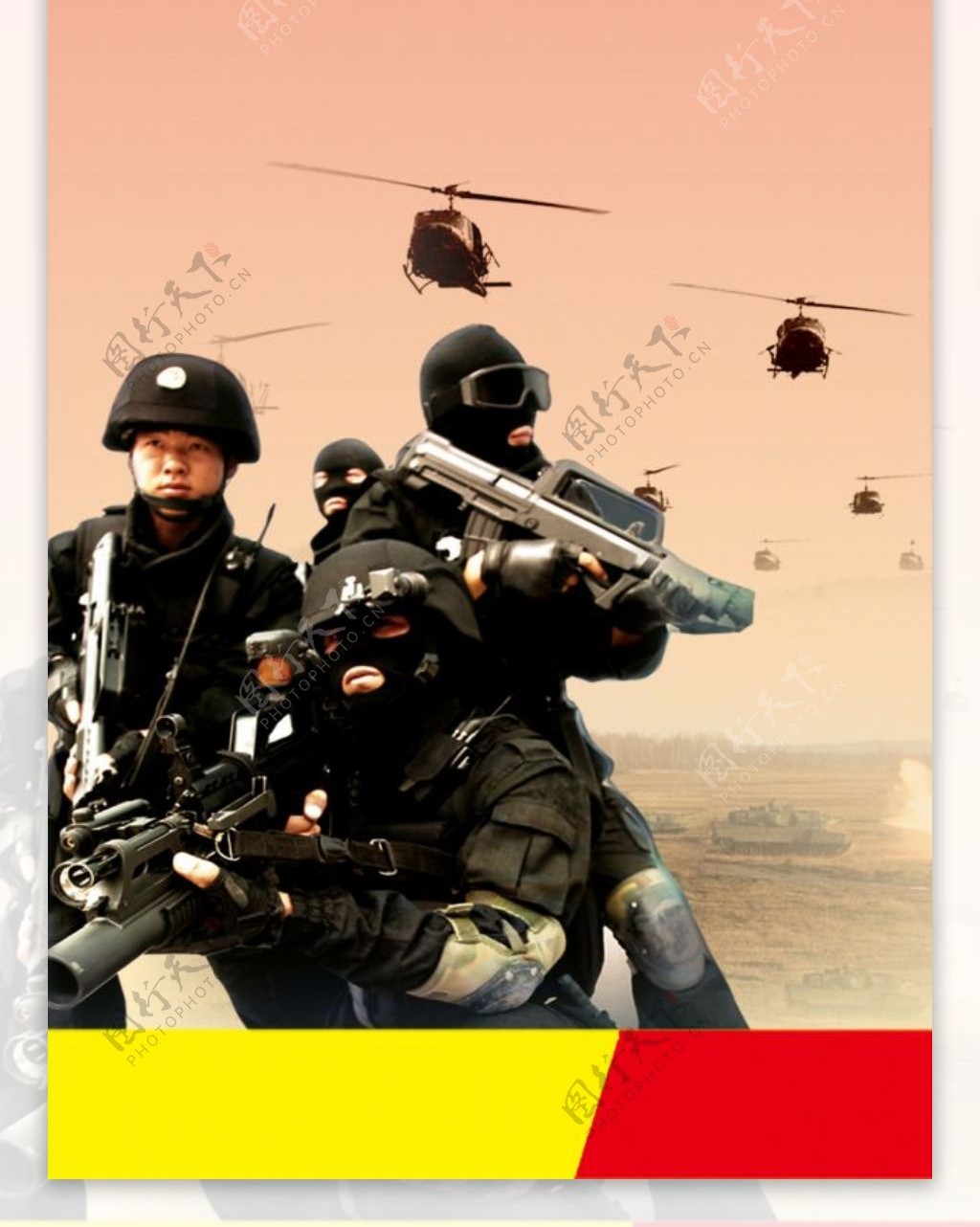 威武军人展架设计模板素材画面海报