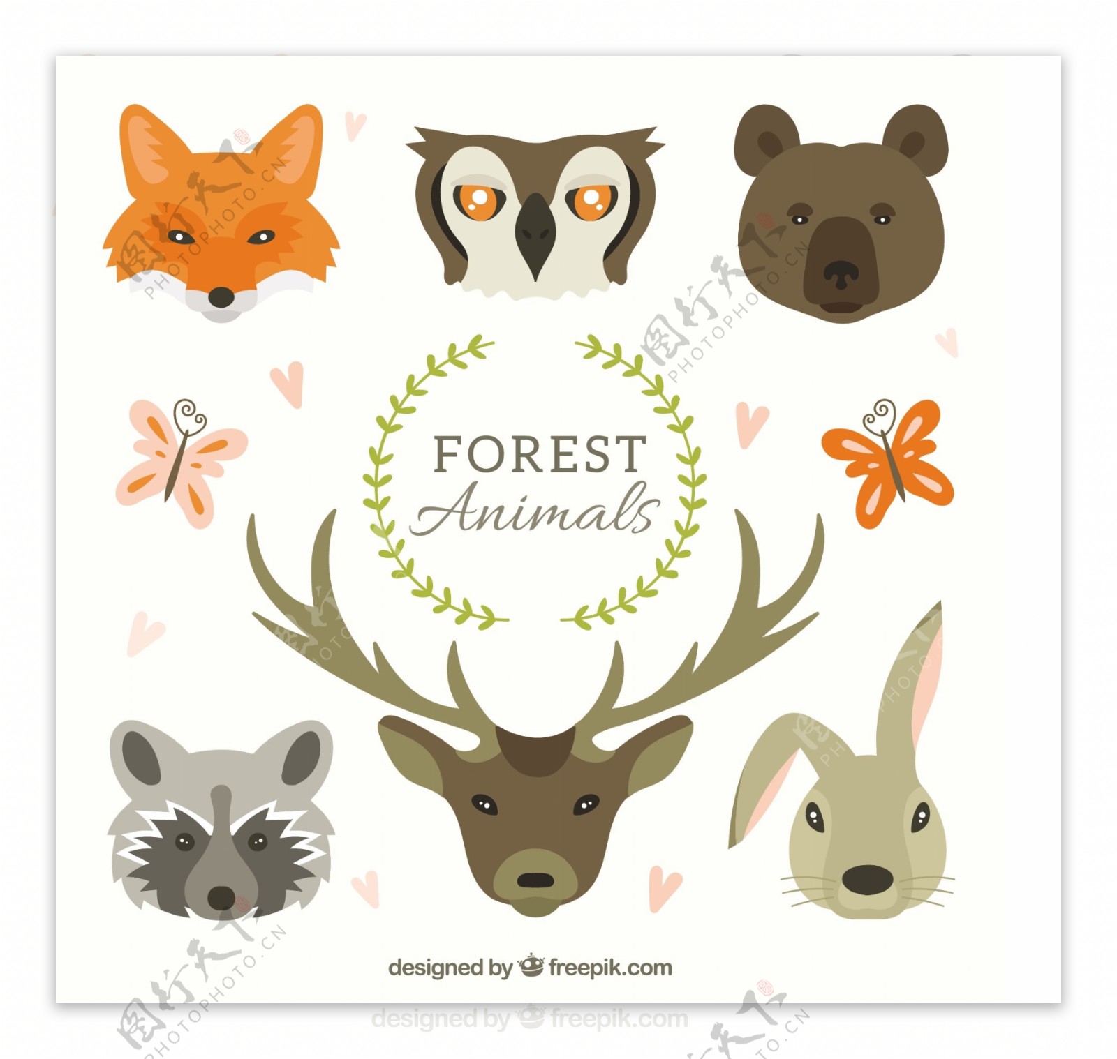 手绘森林动物脸收藏