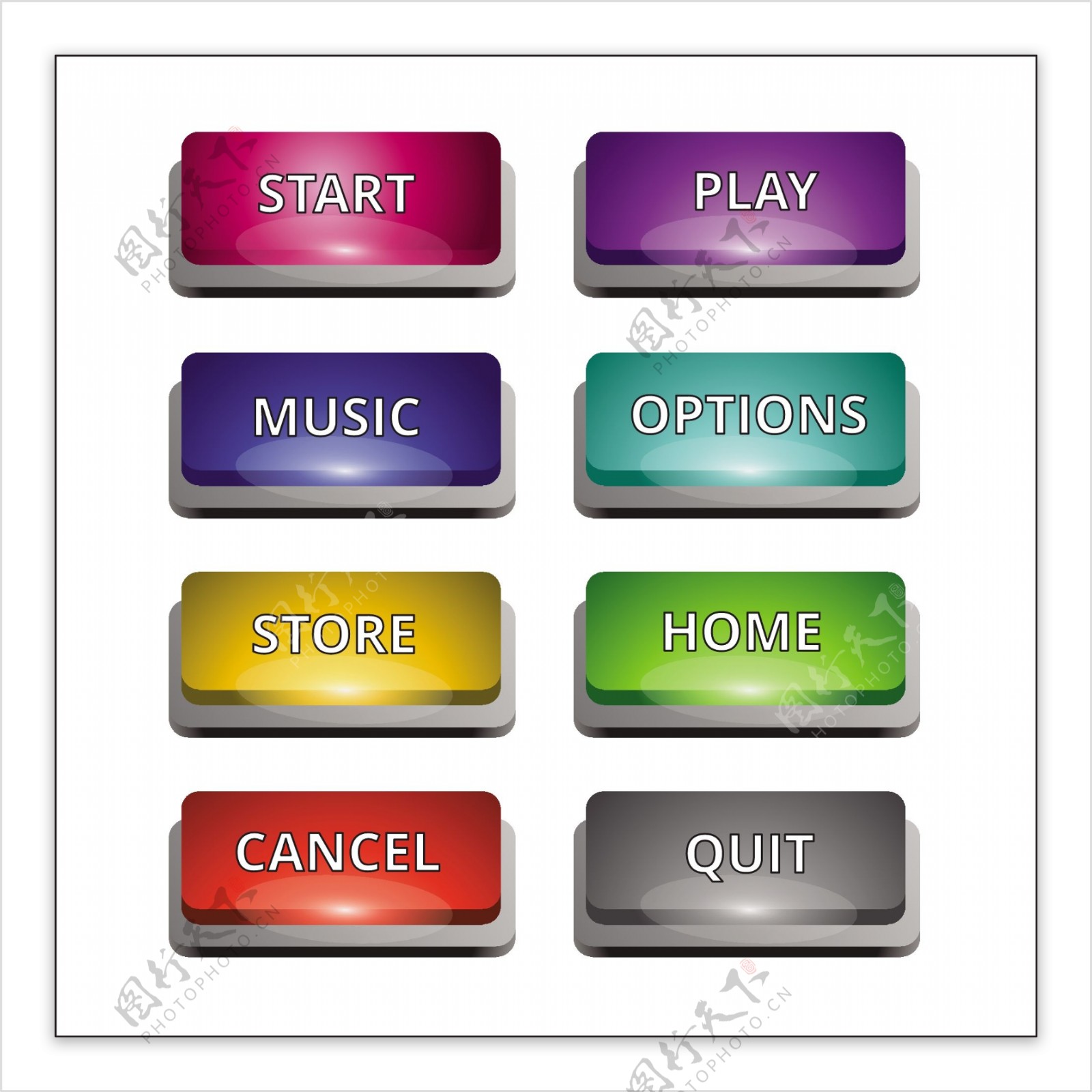 8个彩色多用途按钮