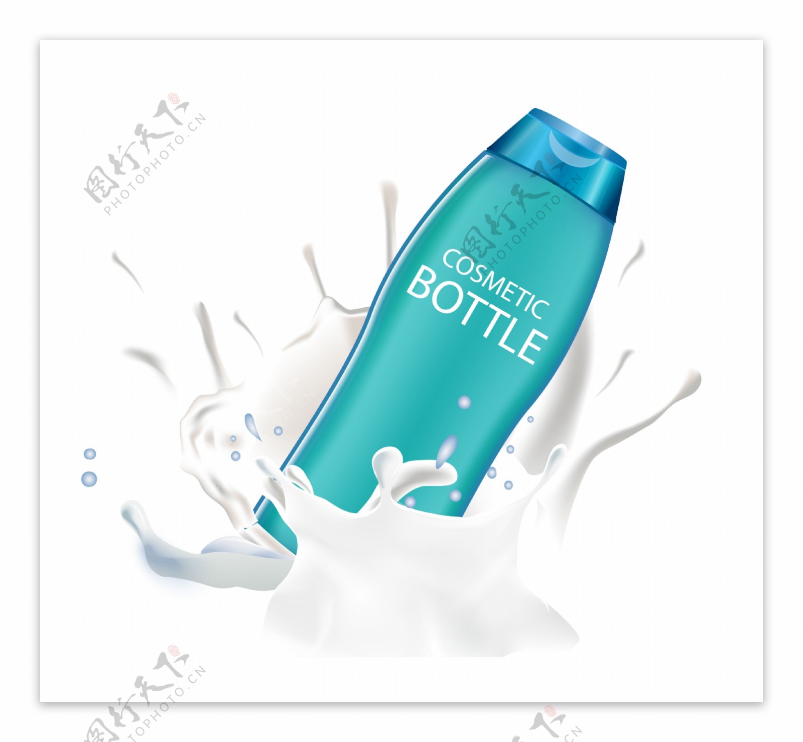 化妆品广告泼洒牛奶现实瓶图标免费矢量
