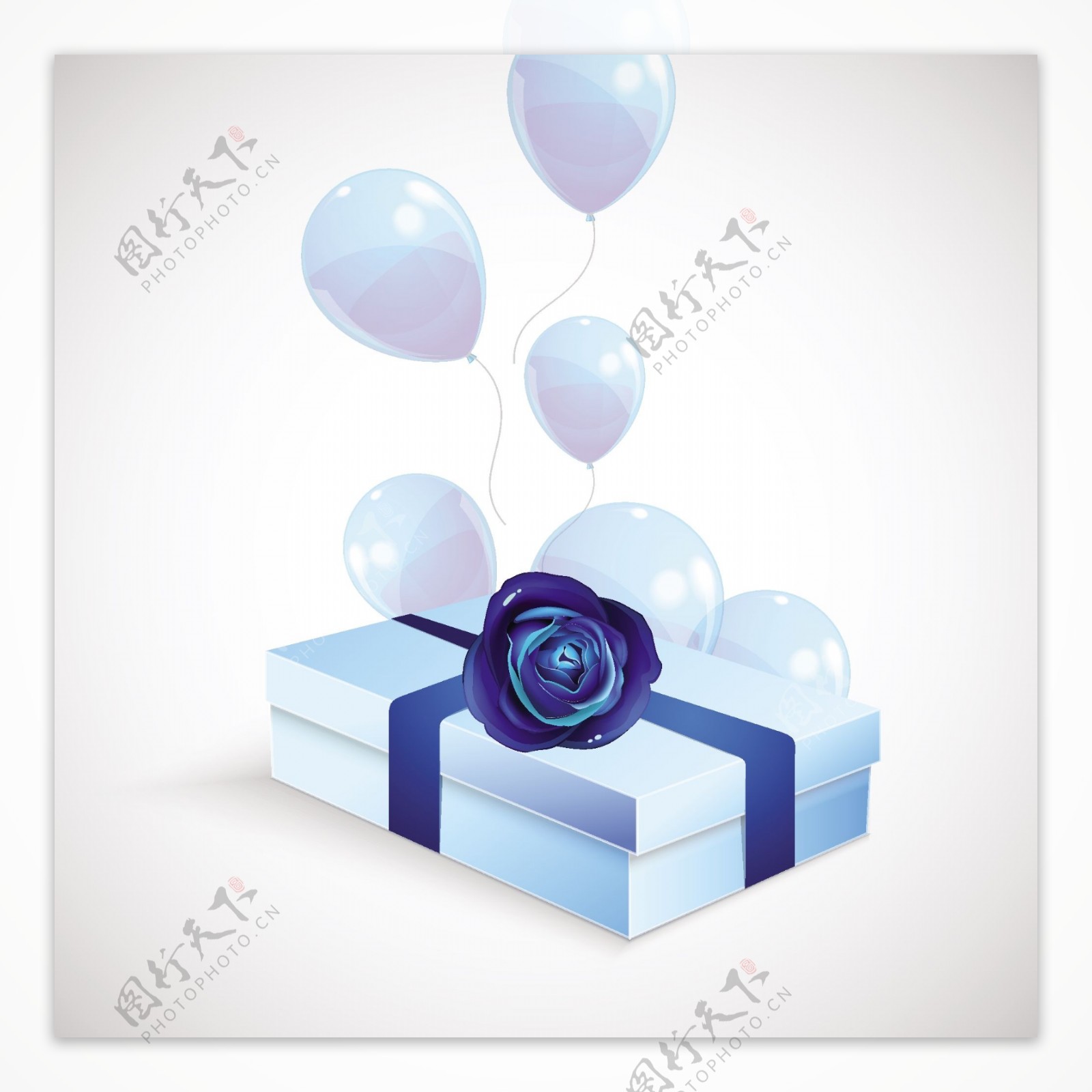 漂亮蓝色礼盒与气球背景图