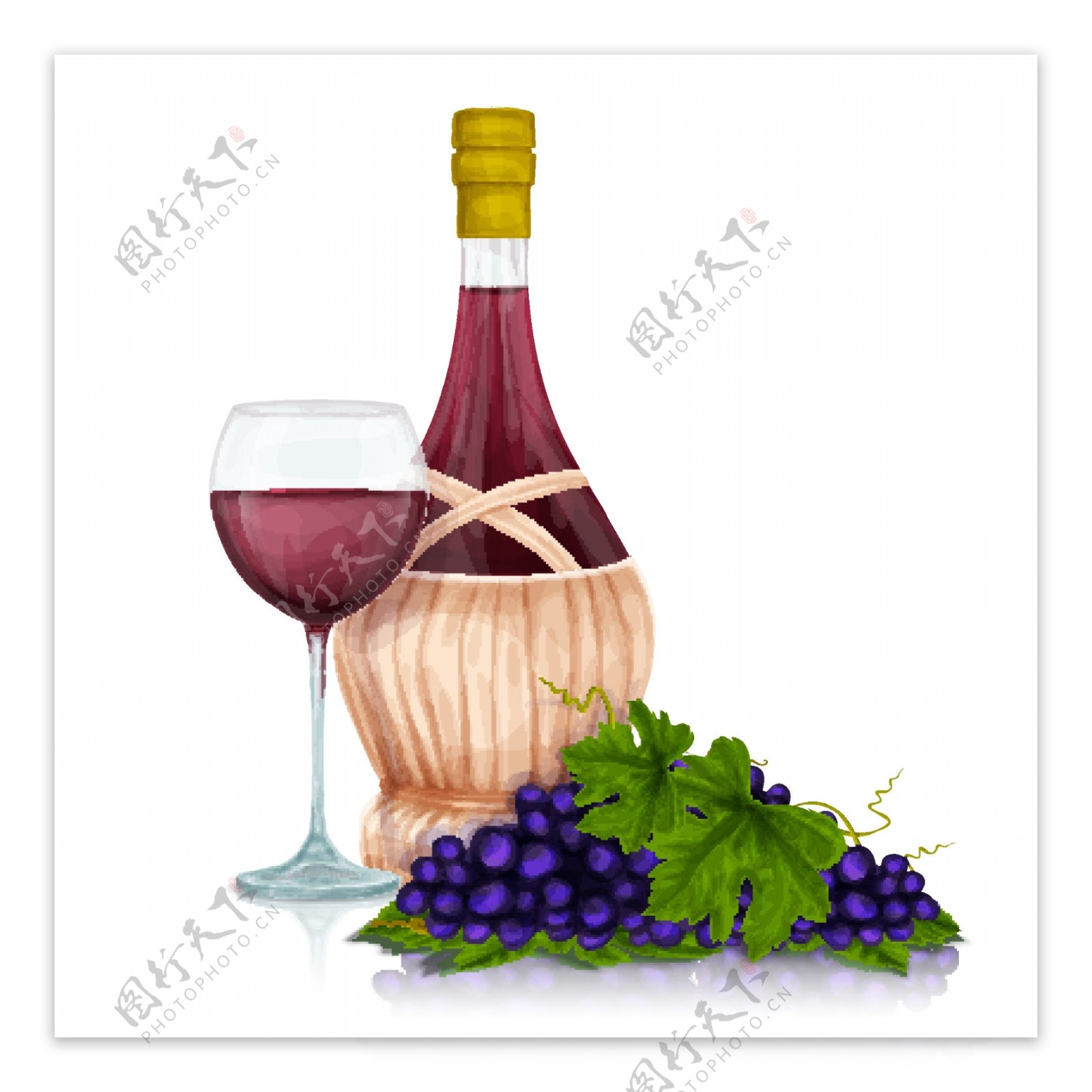 葡萄酒与玻璃葡萄