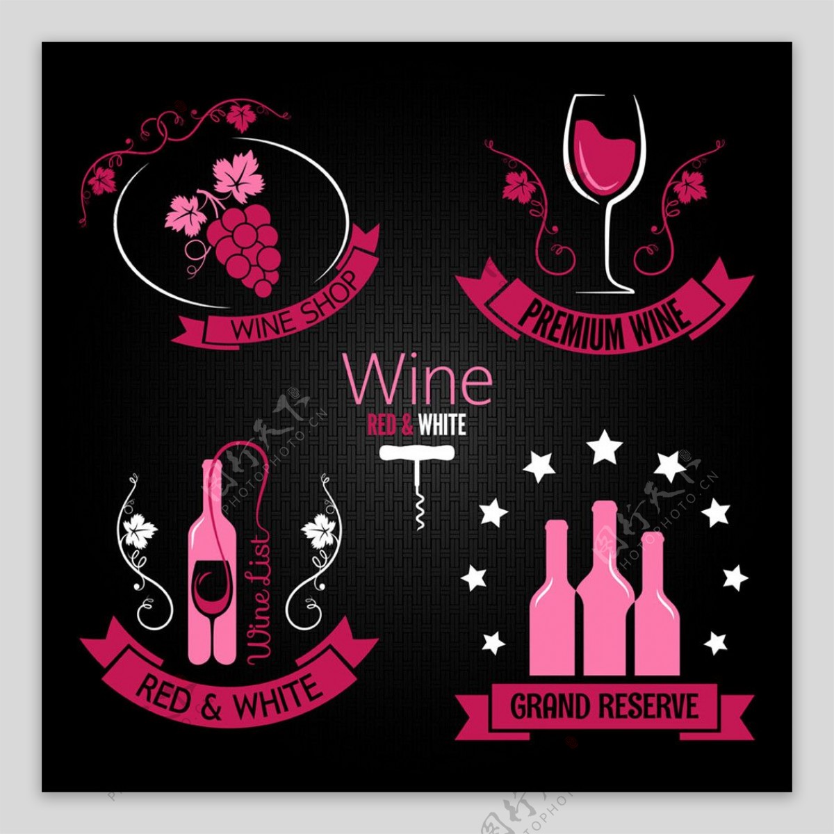 粉色葡萄酒菜单图片