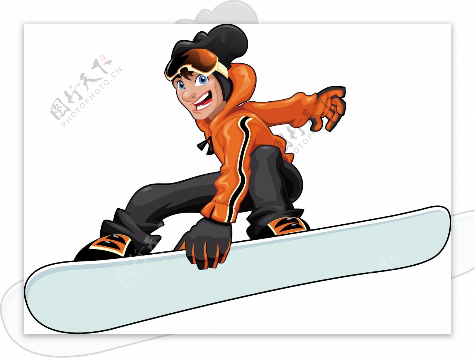 滑雪板卡通风格