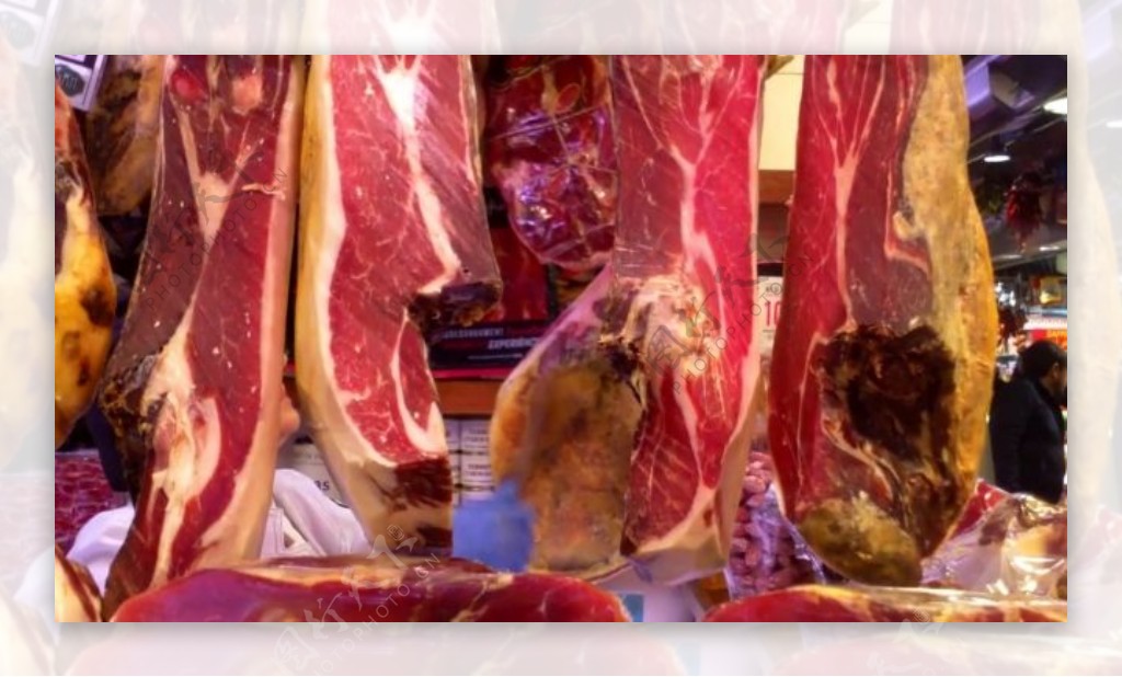 悬挂在市场猪肉视频