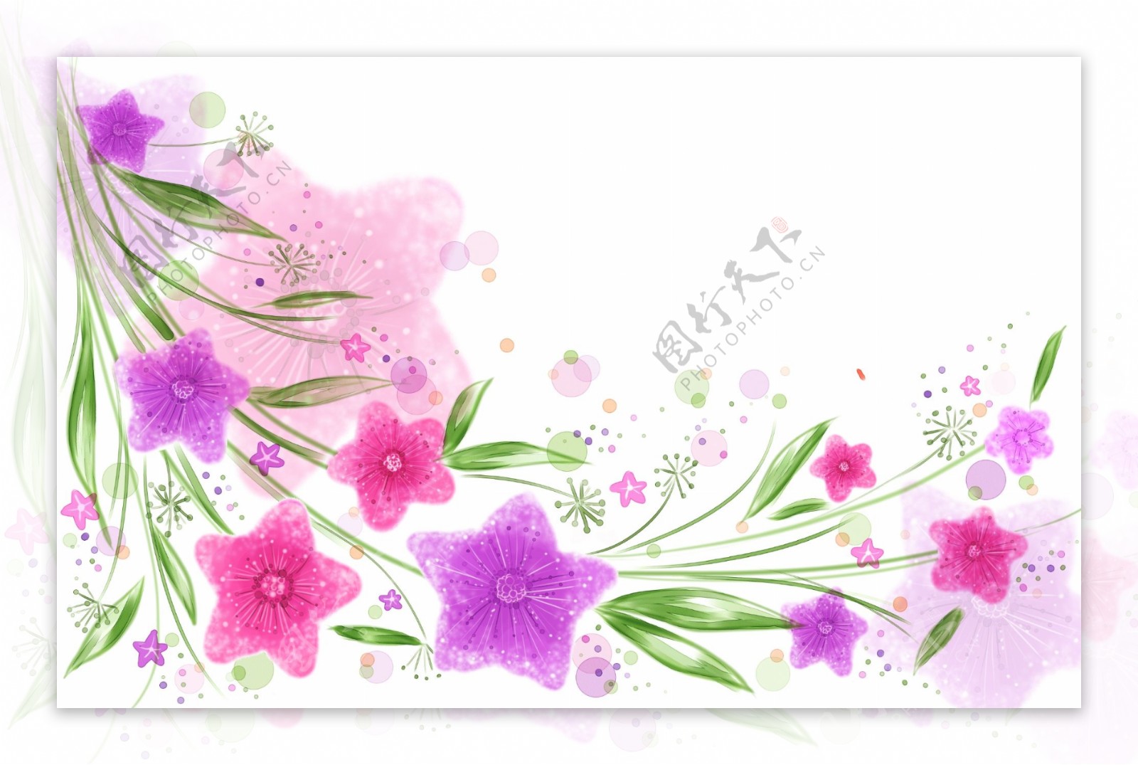 紫色韩式小清新手绘花卉高清
