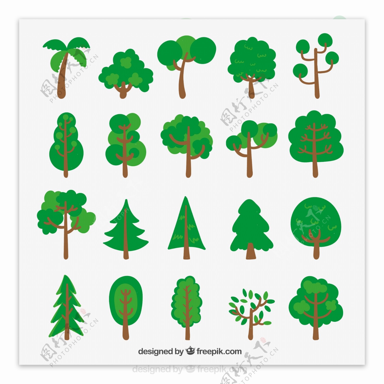 20款绿色树木设计矢量素材