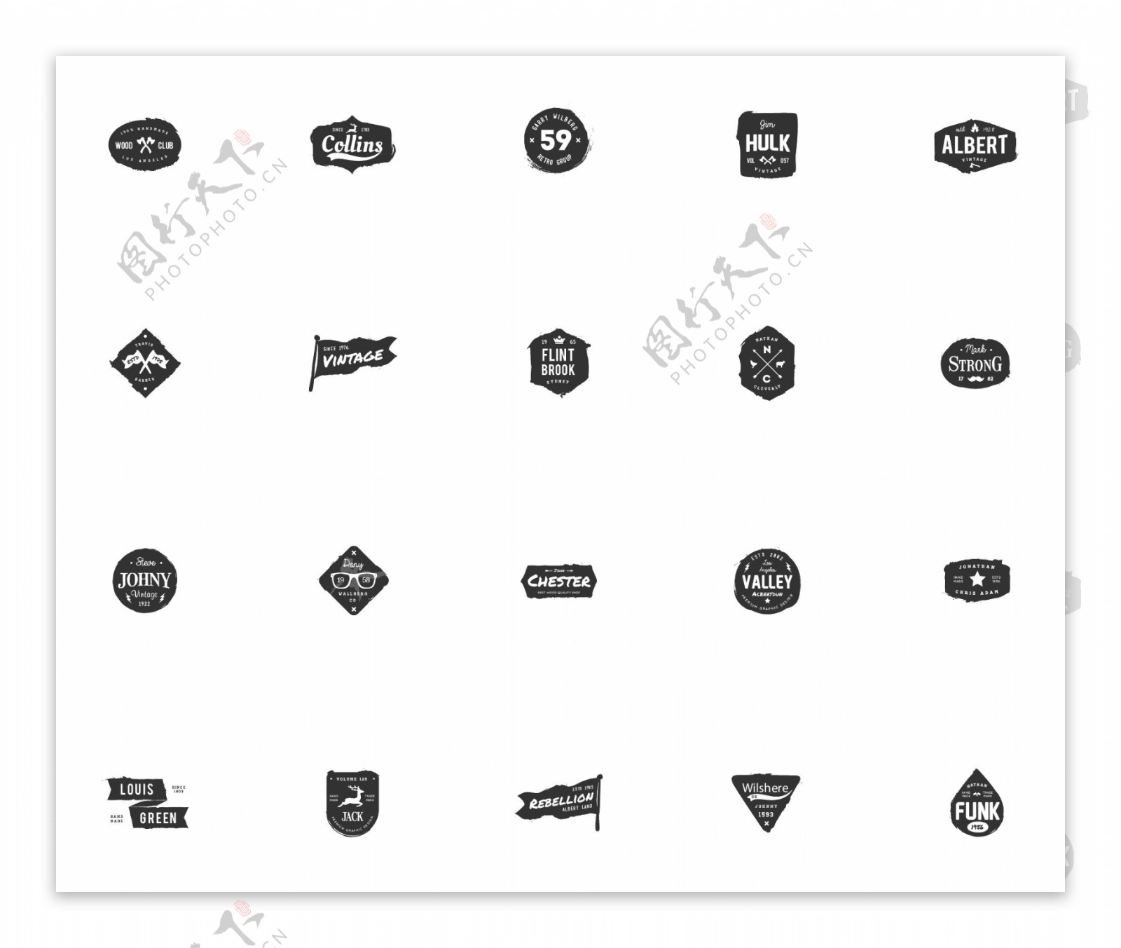 20个Logo黑色简约logo设计模板