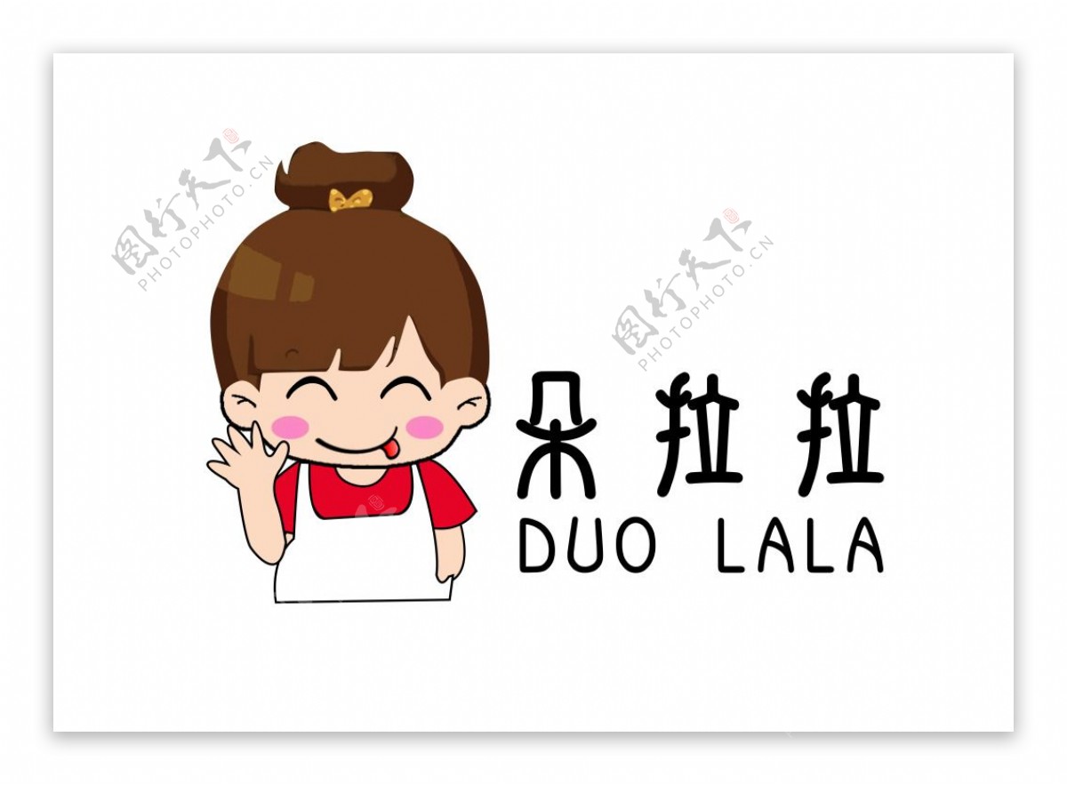朵拉拉logo卡通小女孩红白衣服厨师服