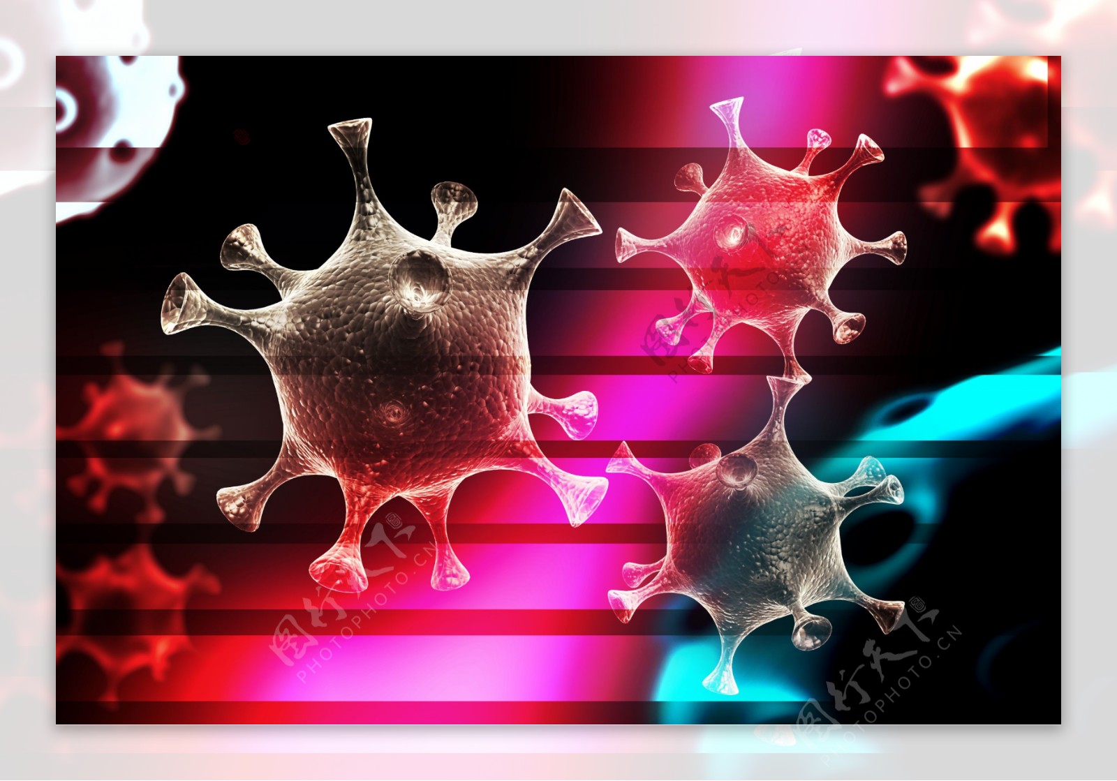 彩色背景下的病毒细胞图片