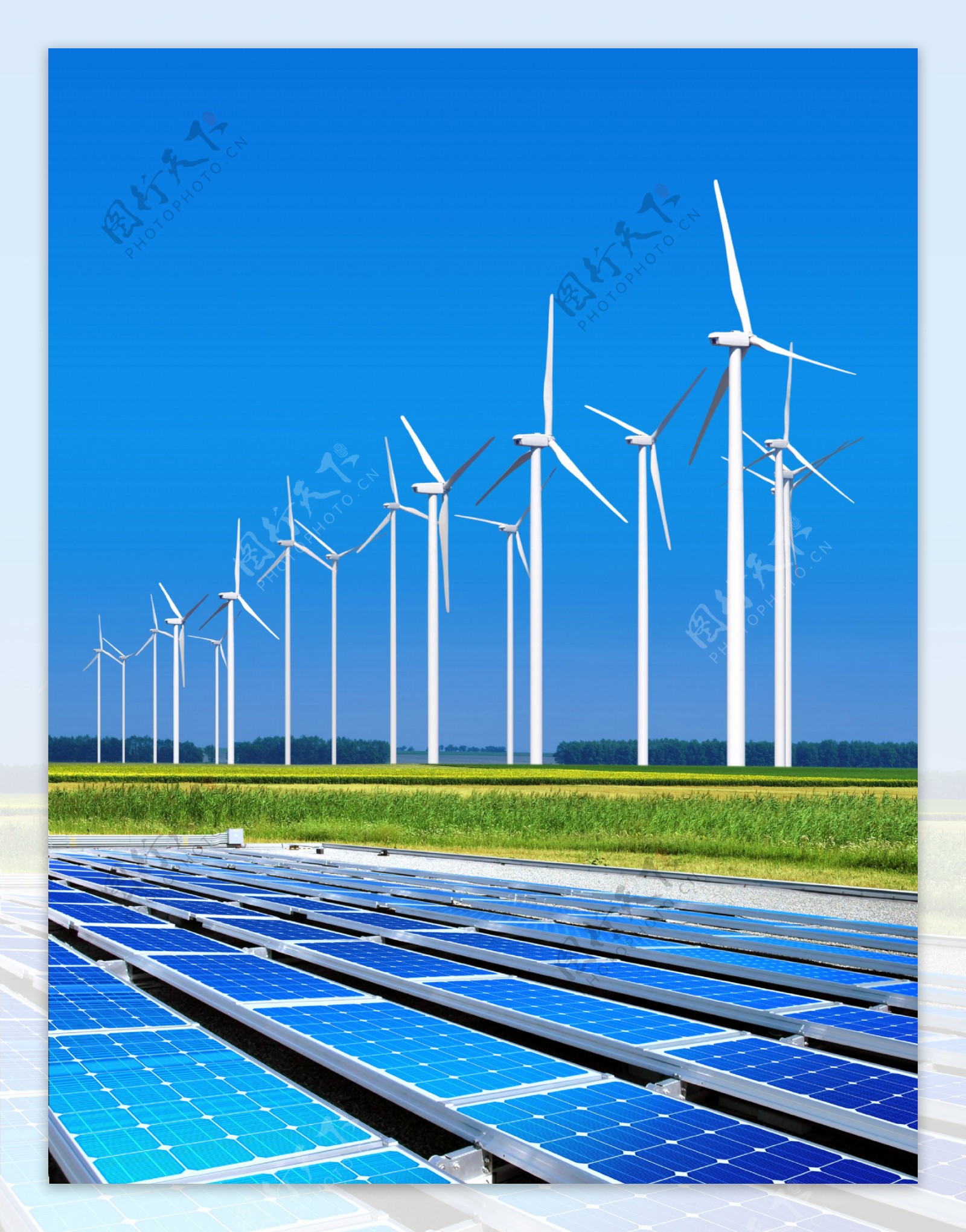 太阳能与风力发电厂图片