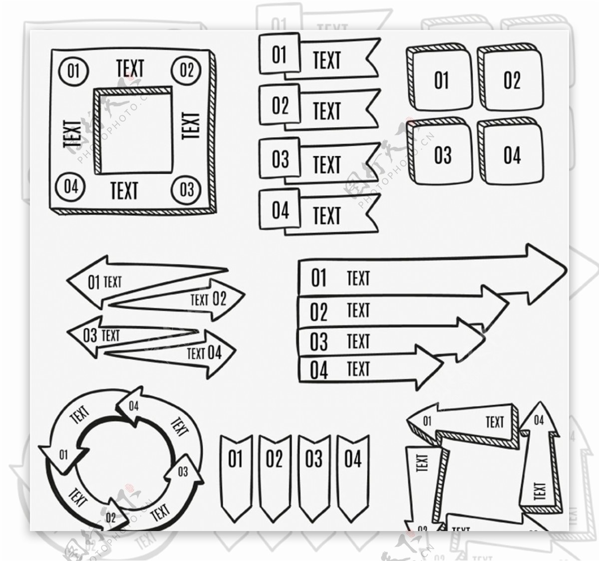 手绘信息图元素矢量素材