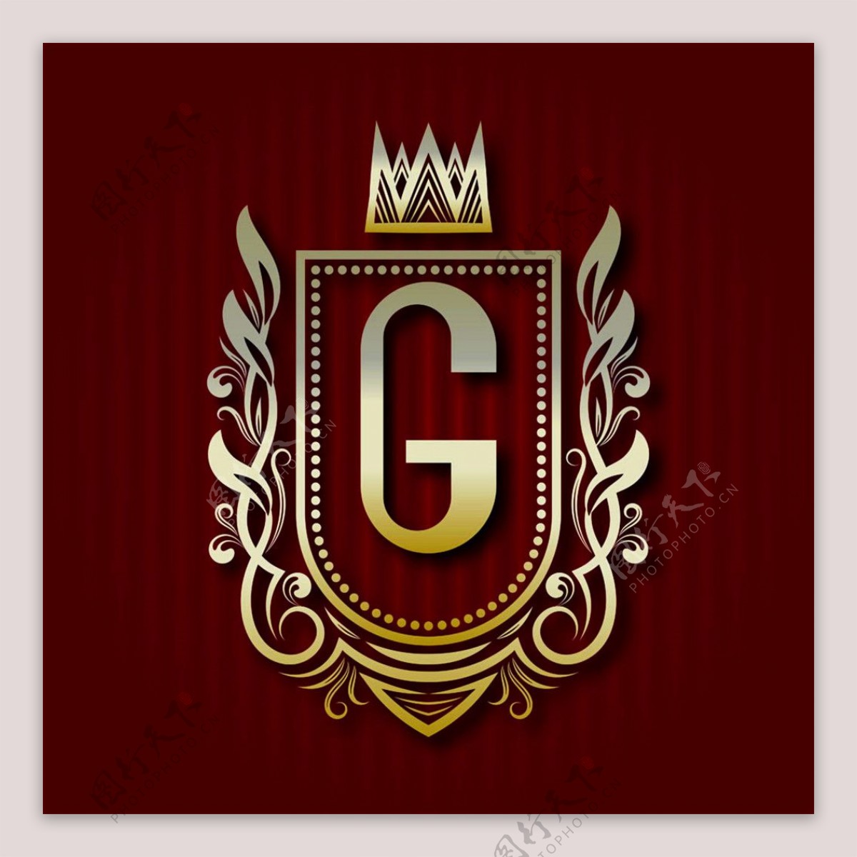 金色字母G花纹标志图片