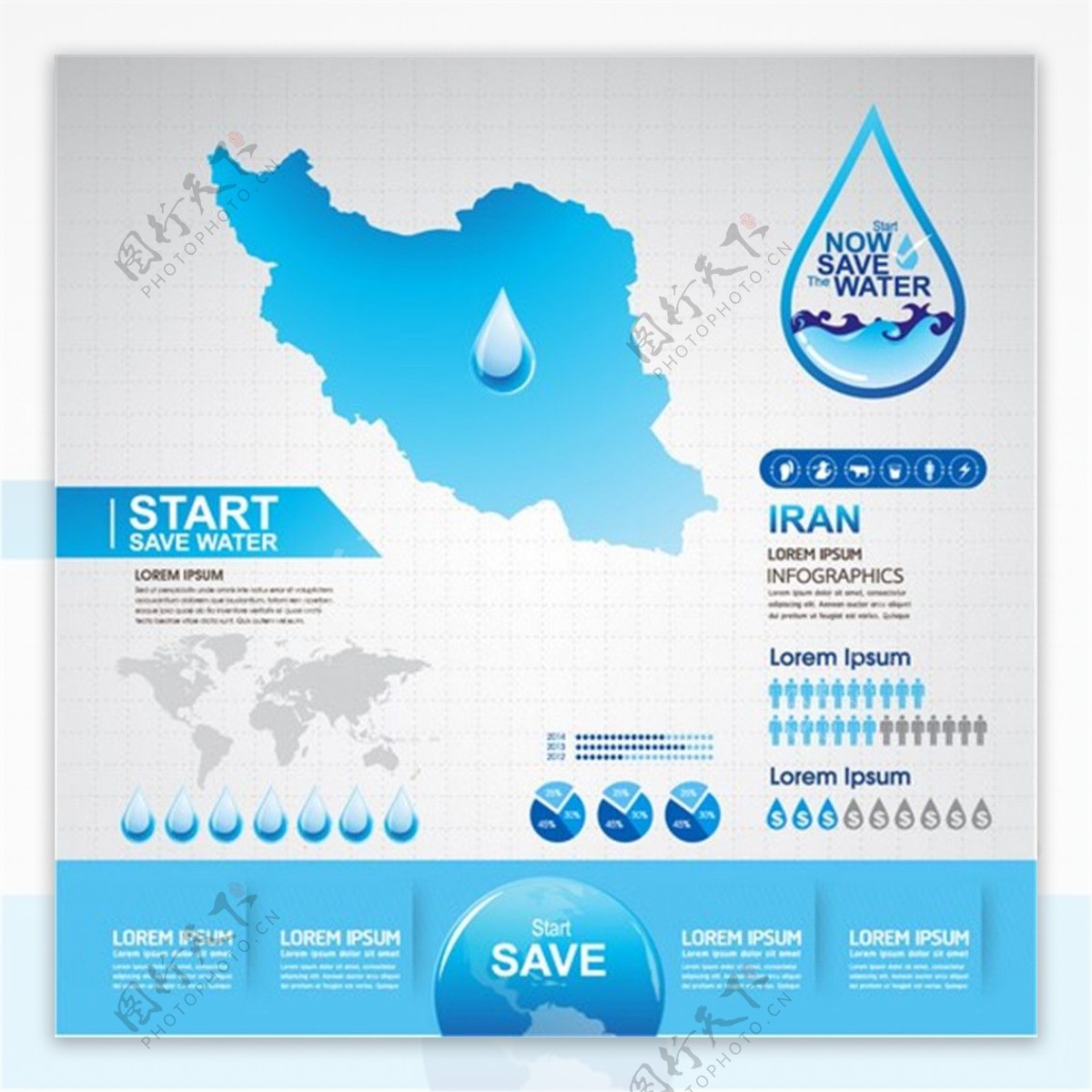 蓝色水资源生态图表图片1