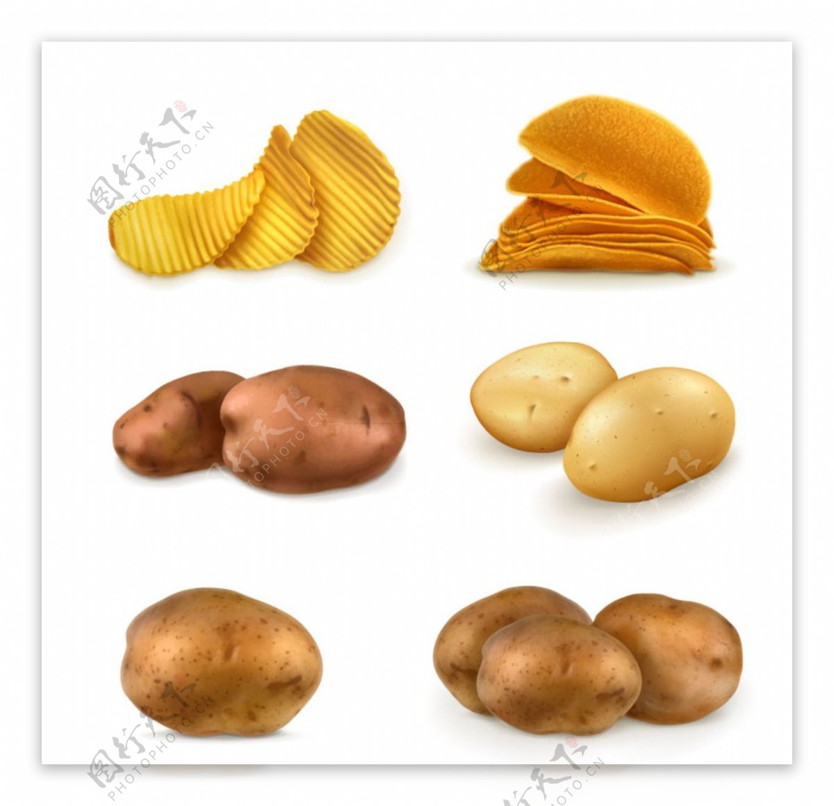 6款土豆与薯片图标矢量素材