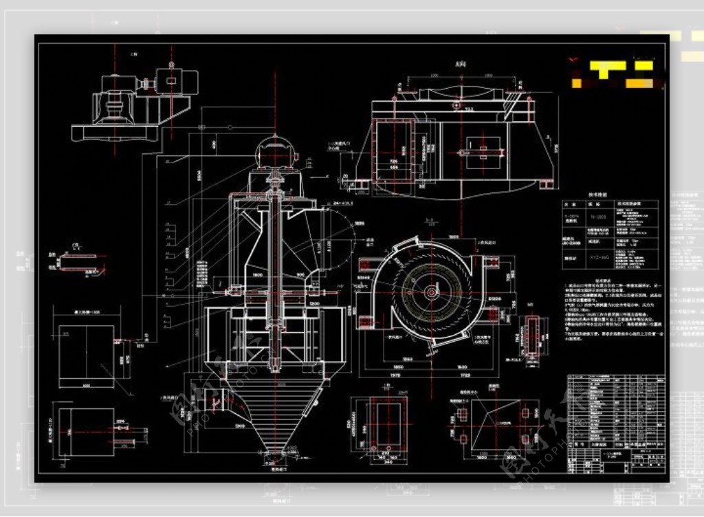 选粉机设计效果CAD机械图纸