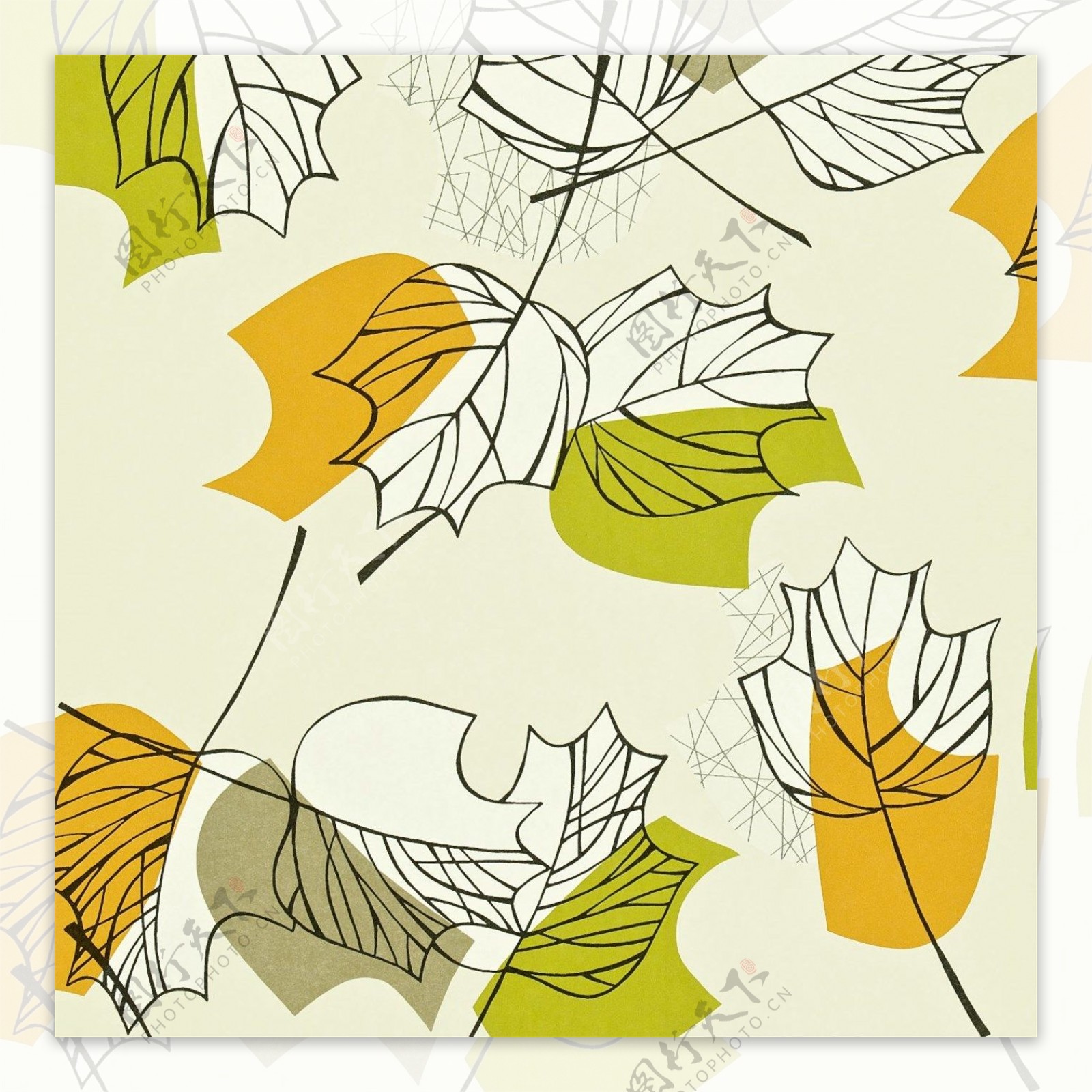 黄色叶子布纹壁纸图片