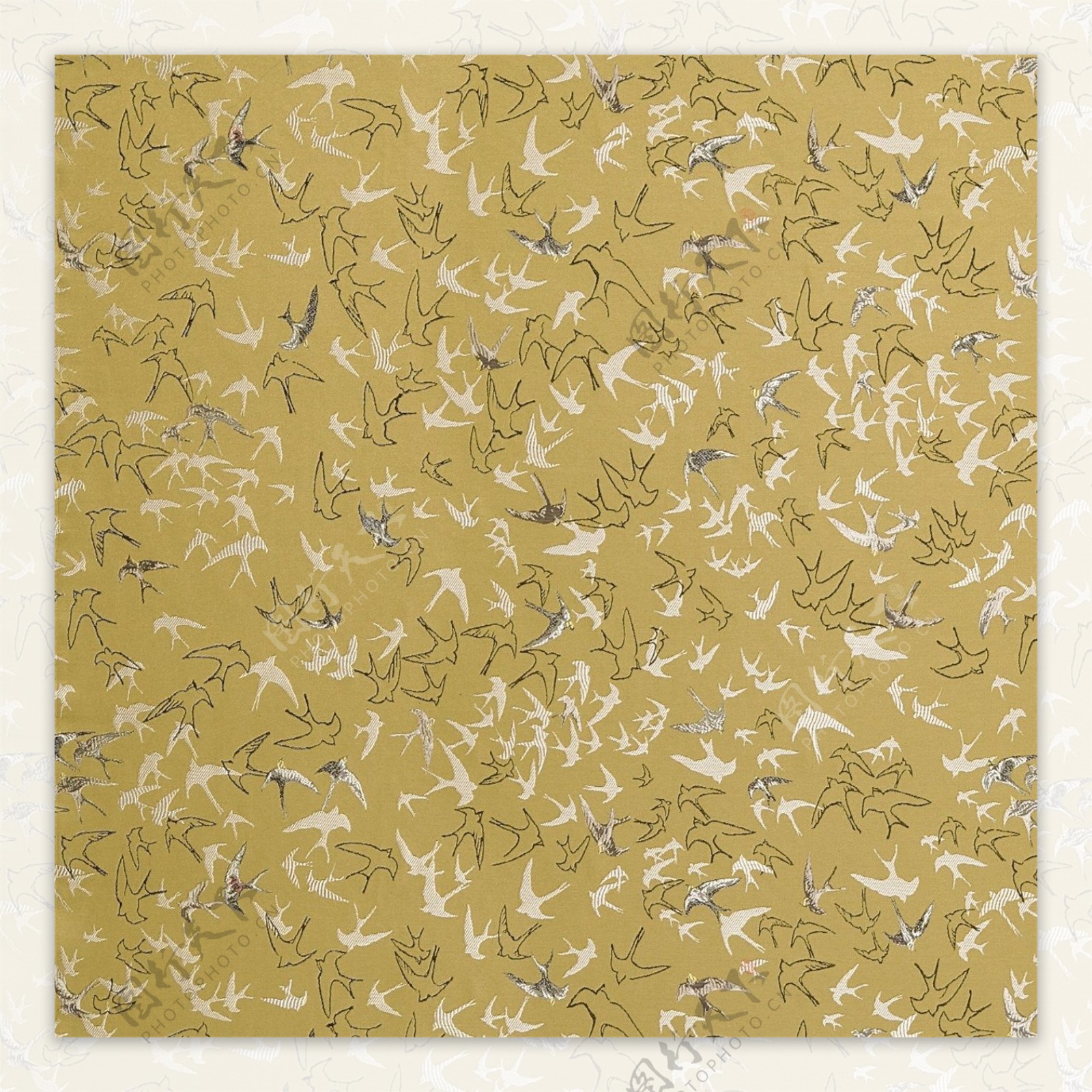 米黄色飞燕图案壁纸