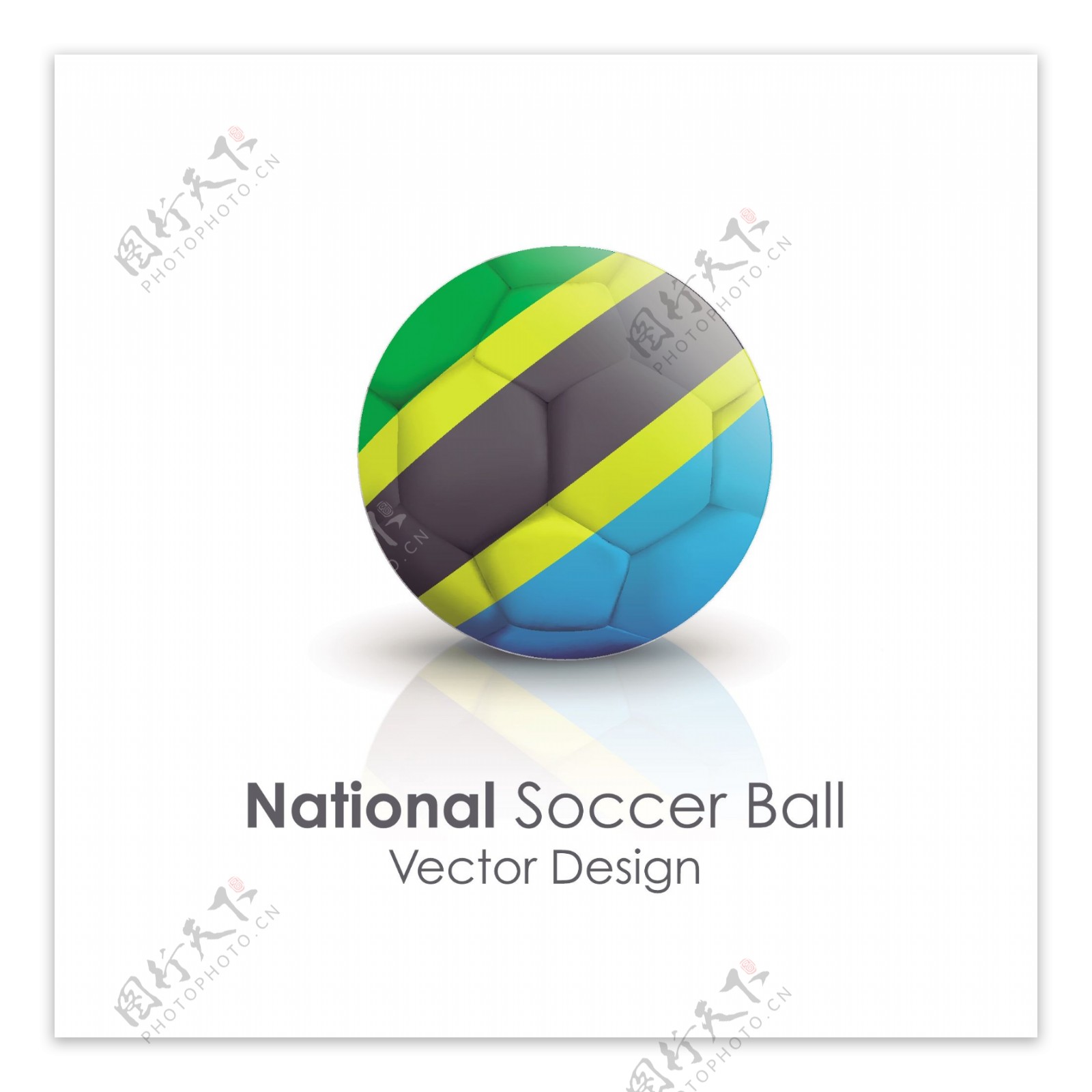 坦桑尼亚国旗足球贴图矢量素材