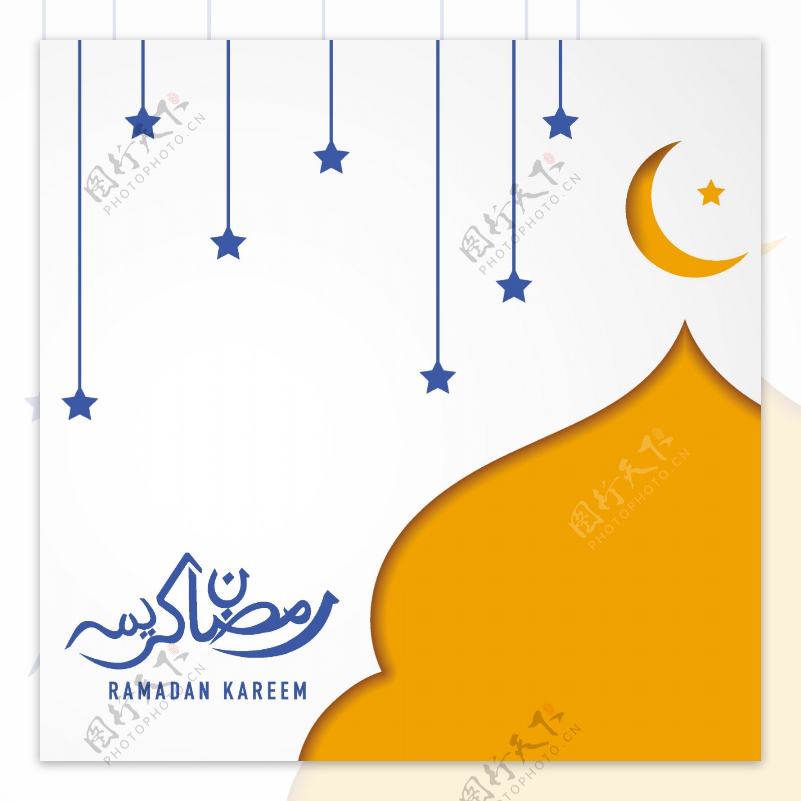 橙色蓝色伊斯兰元素斋月开斋节背景
