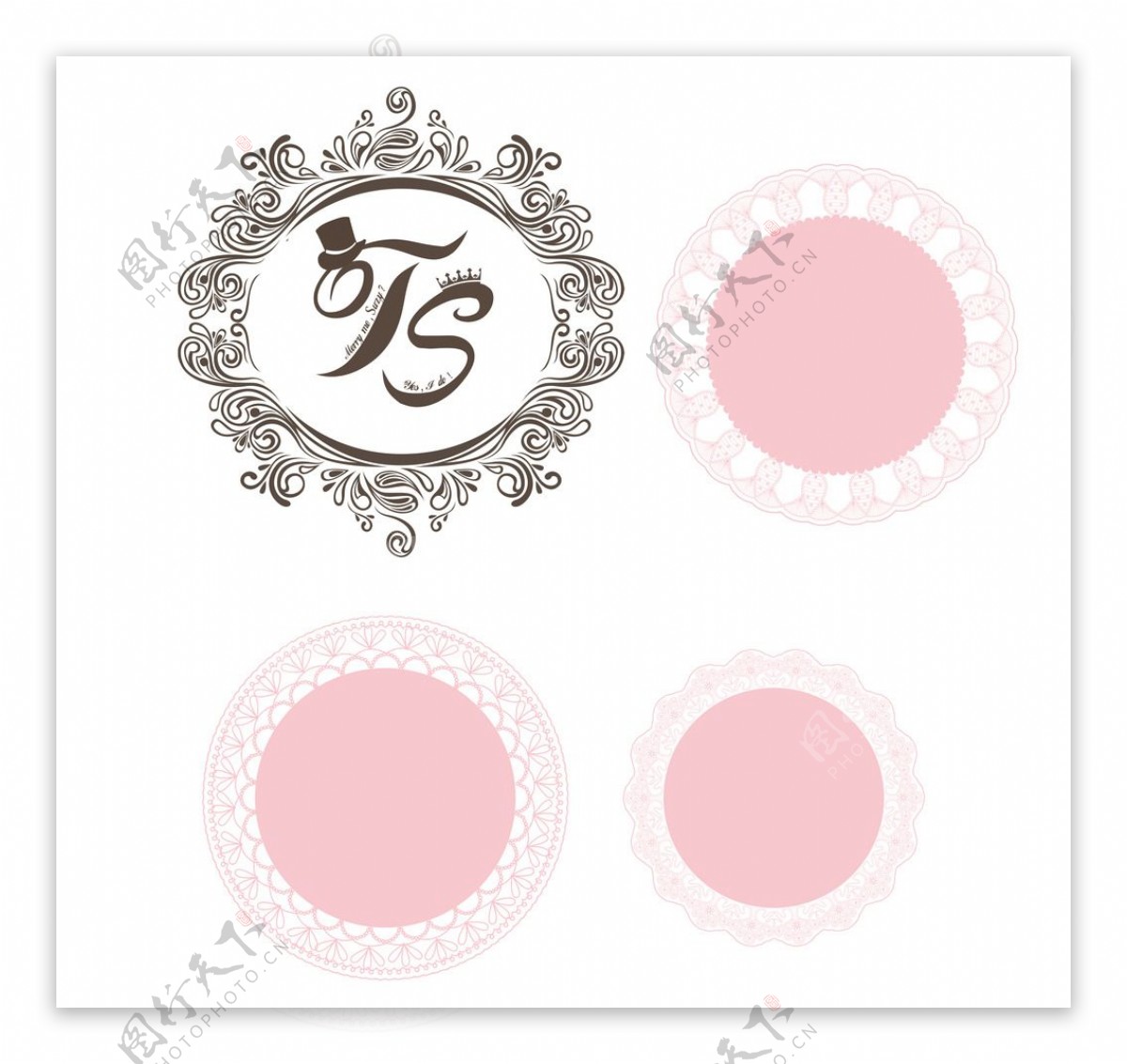 婚庆logo圆形蕾丝花纹