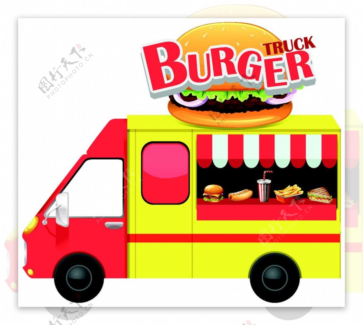 汉堡美食餐车设计图片