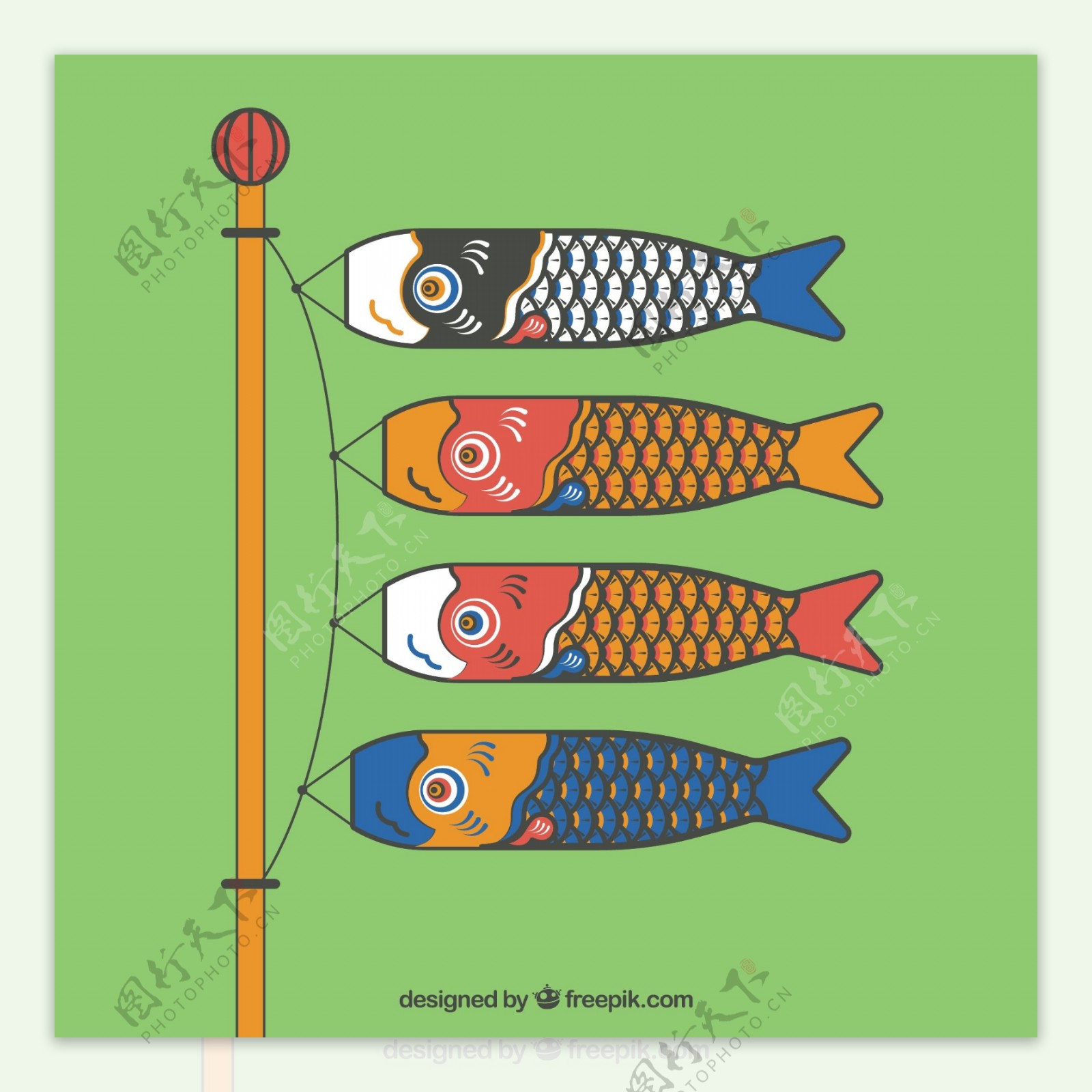 彩色日本鲤鱼旗