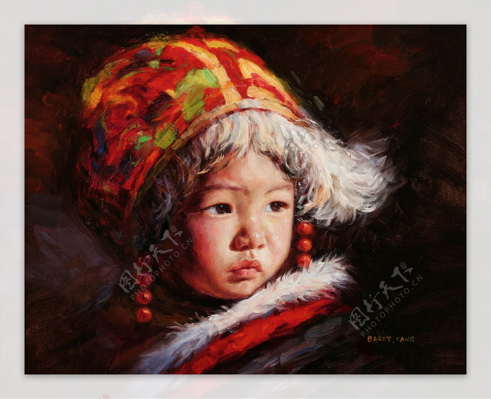 藏族女孩肖像画图片