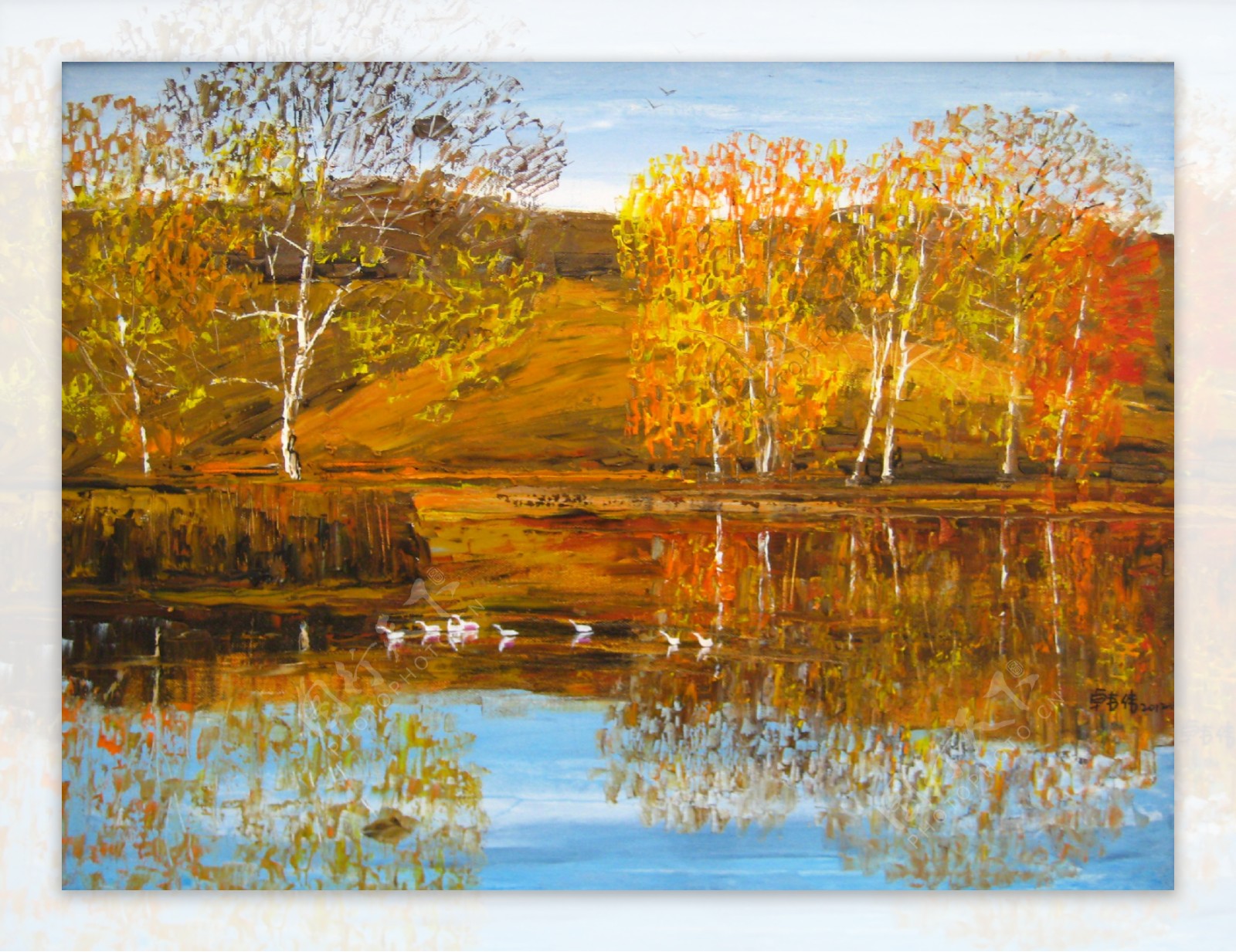 秋天景观油画图片