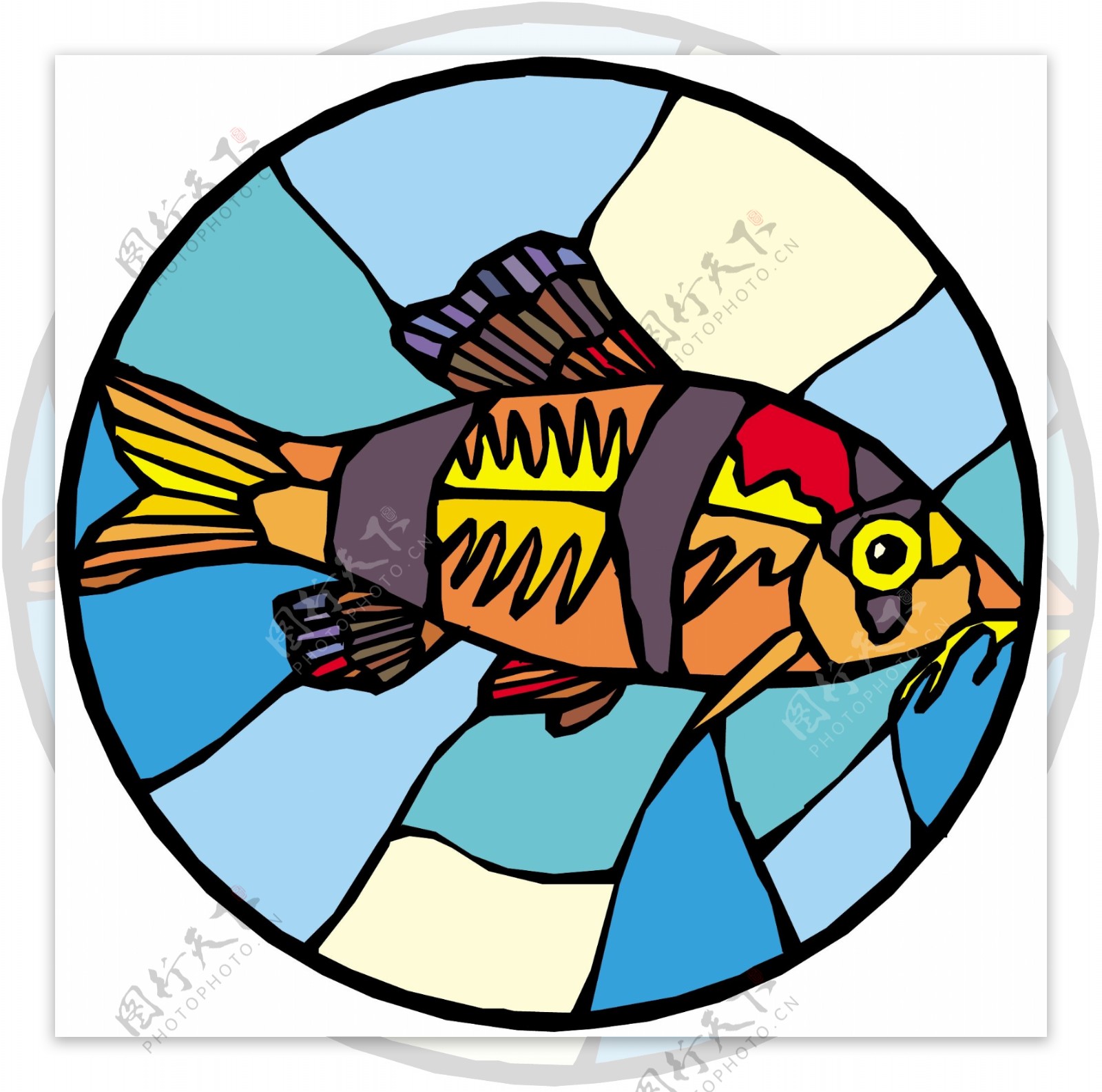五彩小鱼水生动物矢量素材EPS格式0155