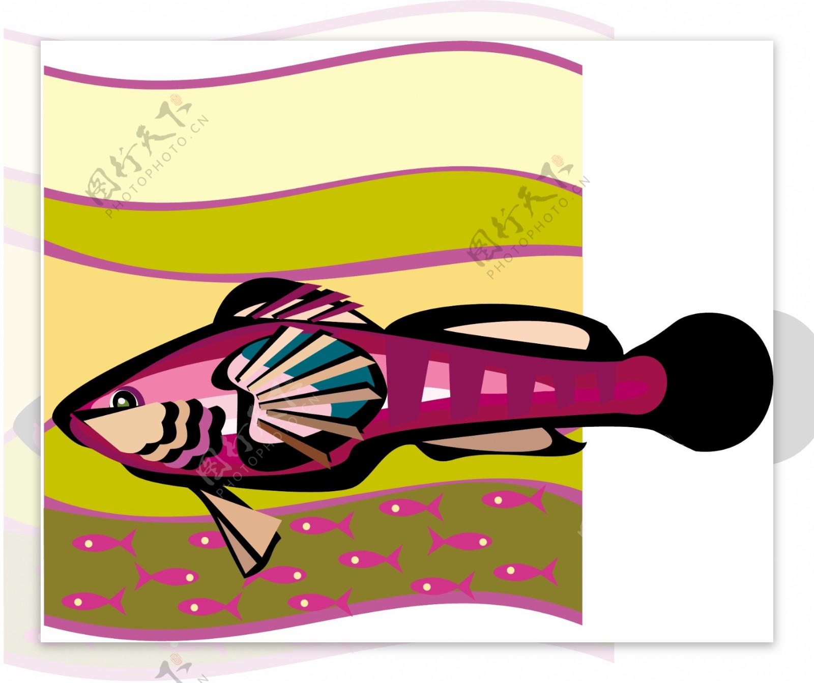 五彩小鱼水生动物矢量素材EPS格式0613