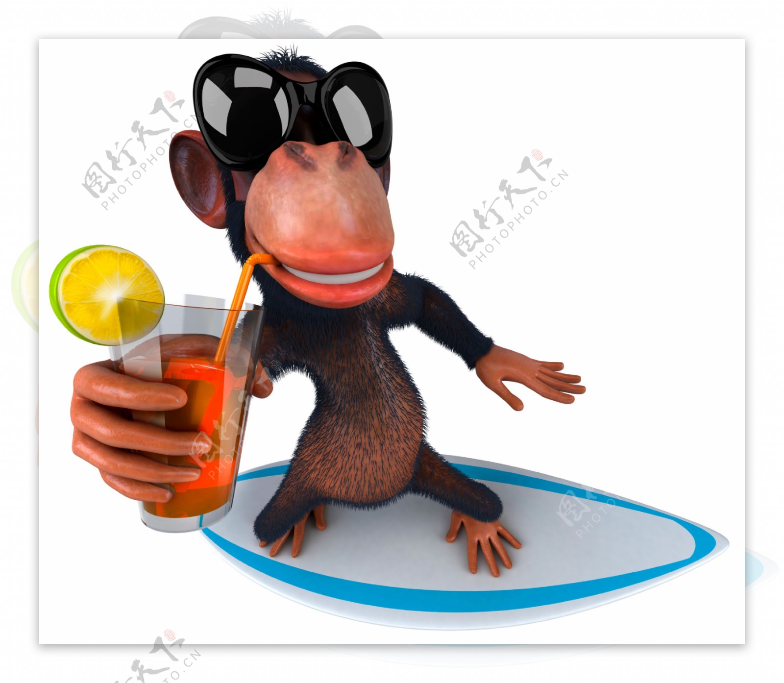 喝橙汁的猴子图片