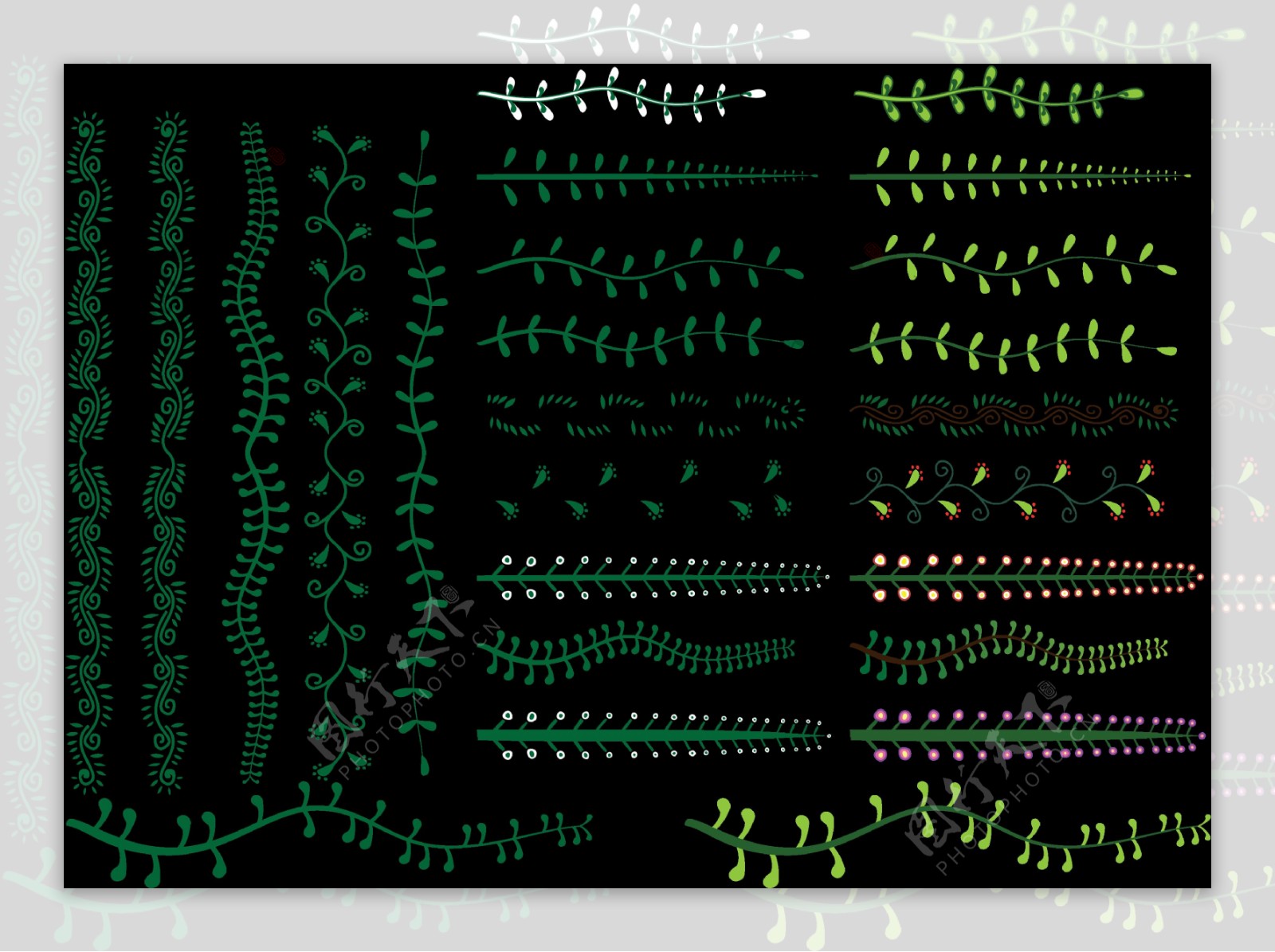 绿色装饰花纹分隔符免抠png透明图层素材