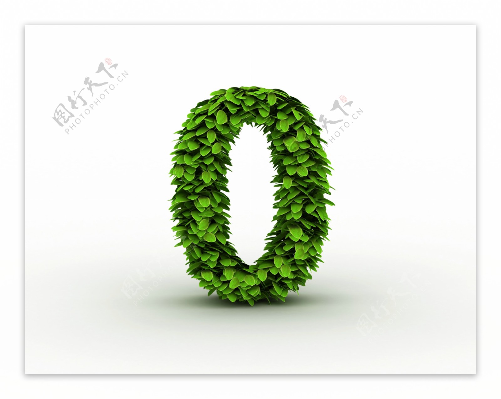绿叶组成的字母O图片